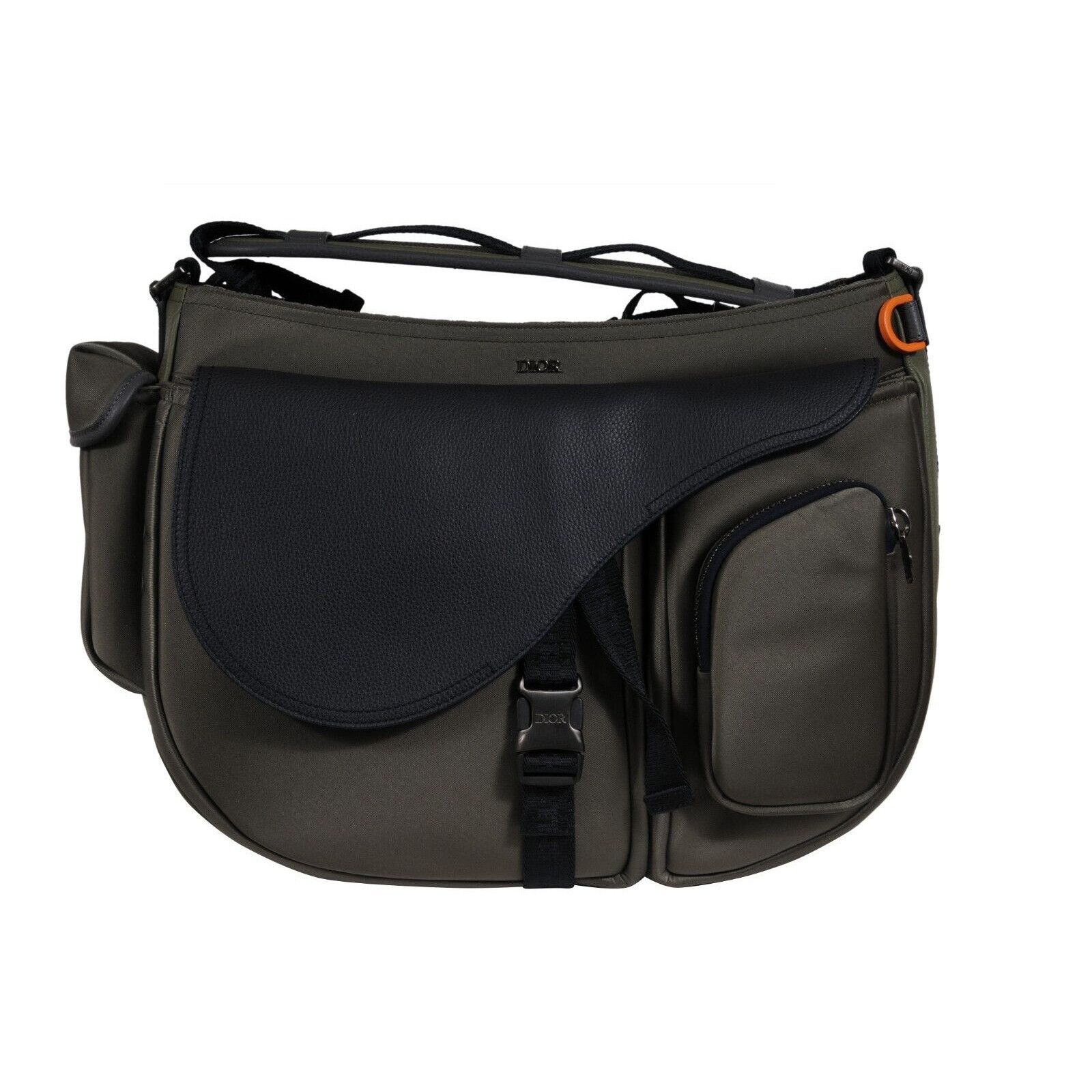 Dior × Sacai Saddle Messenger Bag Olive Green Navy Blue Leather - 02268 Size ONE SIZE - 11 Thumbnail