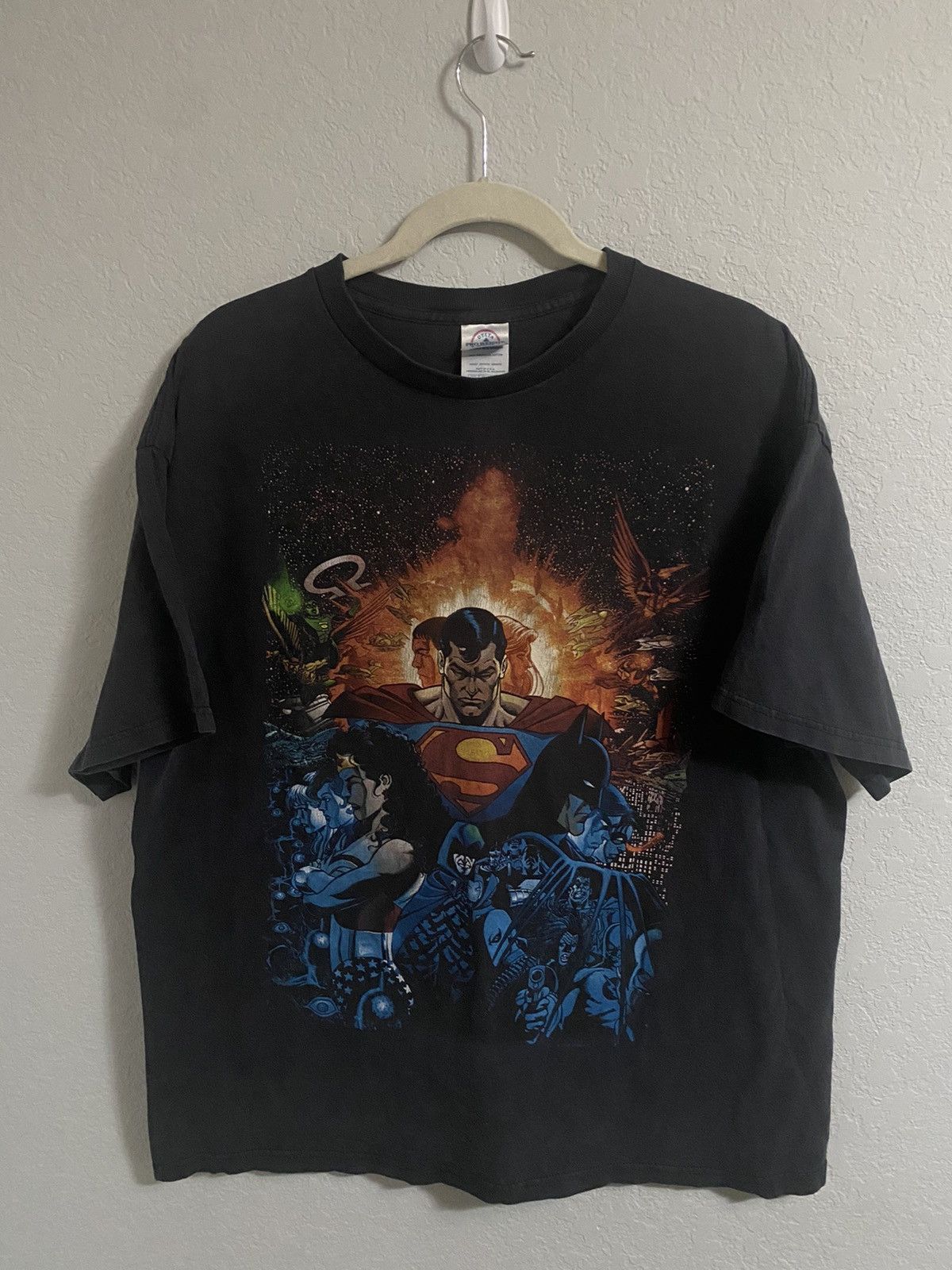 VINTAGE 2005 DC COMICS JUSTICE LEAGUE BATMAN SUPERMAN SHIRT