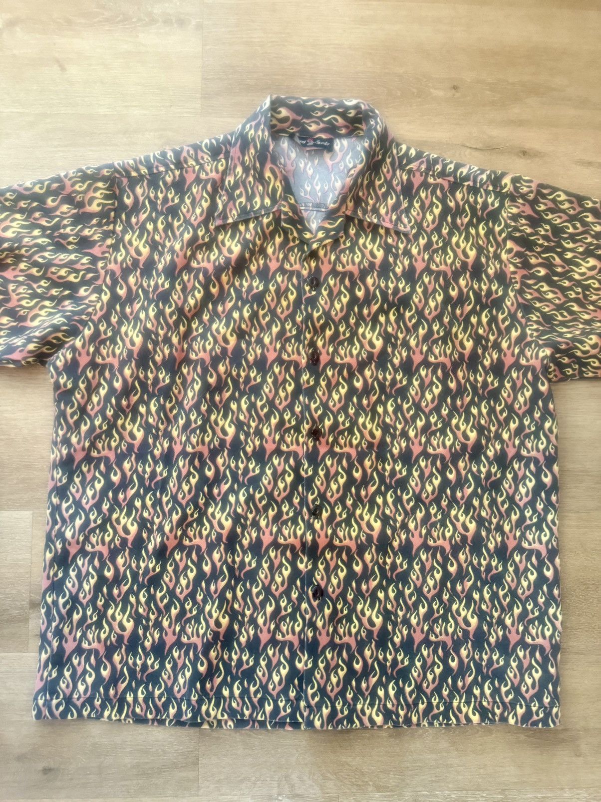 Other Vintage Flaming Pattern Canvas Guy Fieri Style Button Up Size US XXL / EU 58 / 5 - 12 Thumbnail
