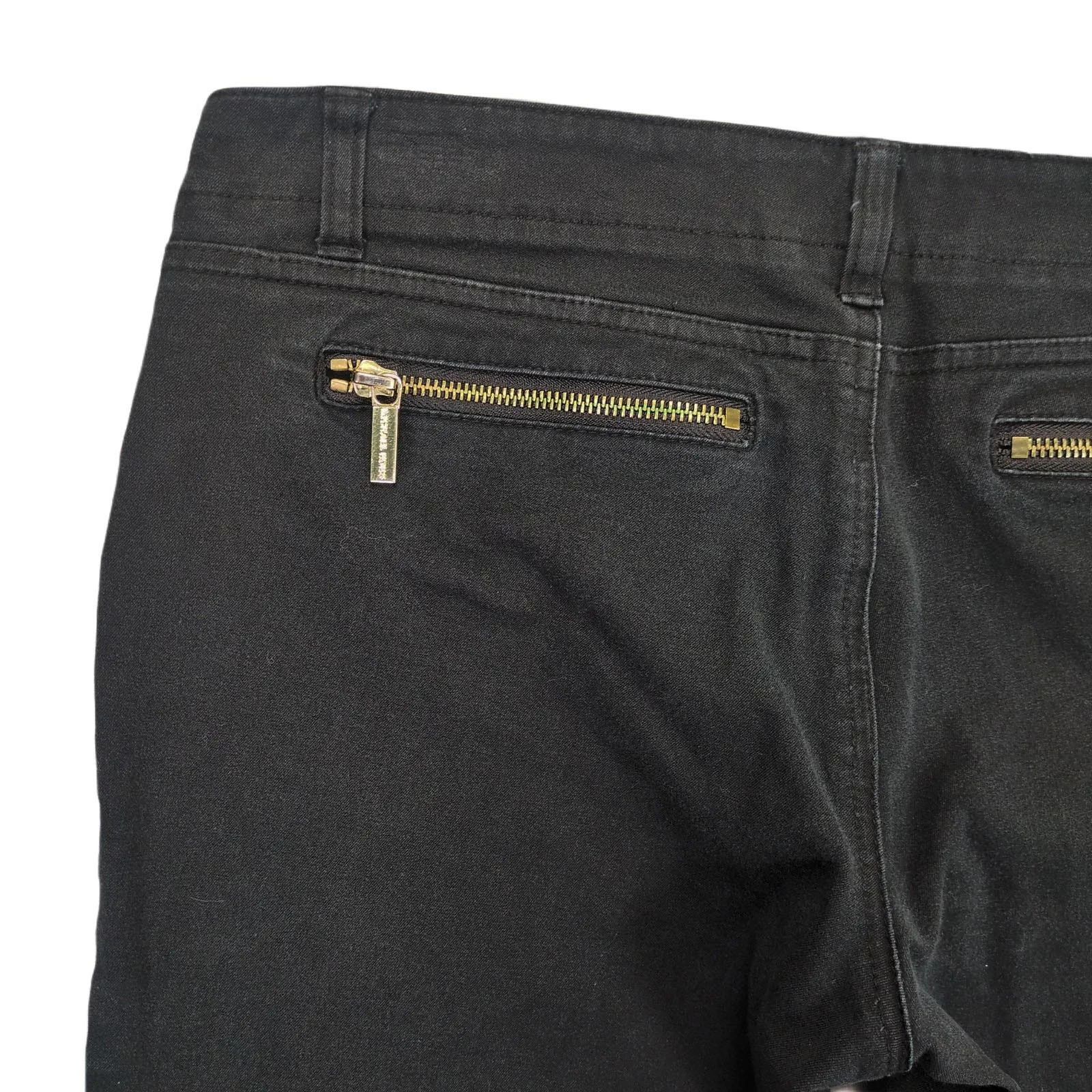 Michael Kors Michael Kors Women's 8 Gold Zippers Black Stretch Crop Jeans Size 30" / US 8 / IT 44 - 4 Thumbnail