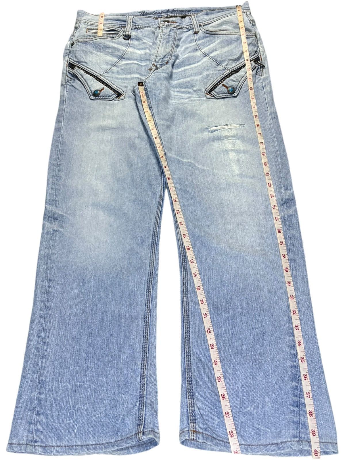 Japanese Brand × Nicole Club Vintage Nicole Club Light Wash Tactical Style Baggy Jeans Size US 35 - 13 Thumbnail