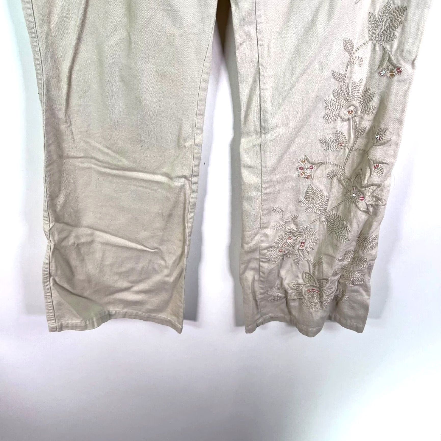 Vintage VINTAGE The Limited Drew Fit Wide Leg Pants Women's Regular 8 Beige Floral Embroidered 34x32 90s City Preppy Mens/Womens Size 30" / US 8 / IT 44 - 4 Thumbnail