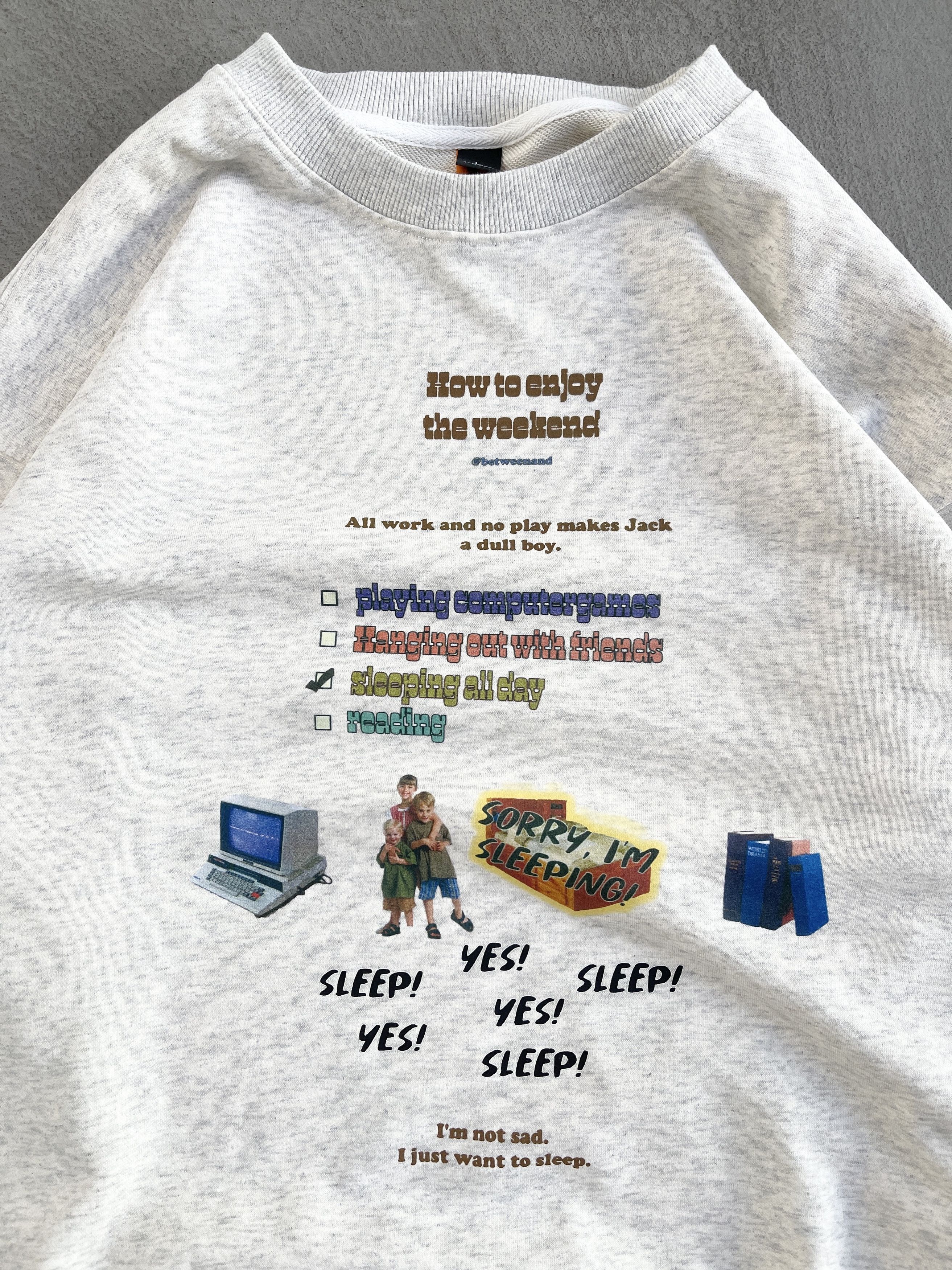 Japanese Brand × Vintage STEAL! Y2K Japanese Sleeping All Day Sweatshirt Size US L / EU 52-54 / 3 - 4 Thumbnail