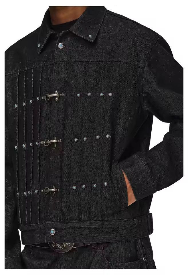 Japanese Brand Fireman Clasp Black Cropped Denim Jacket Size US L / EU 52-54 / 3 - 8 Thumbnail