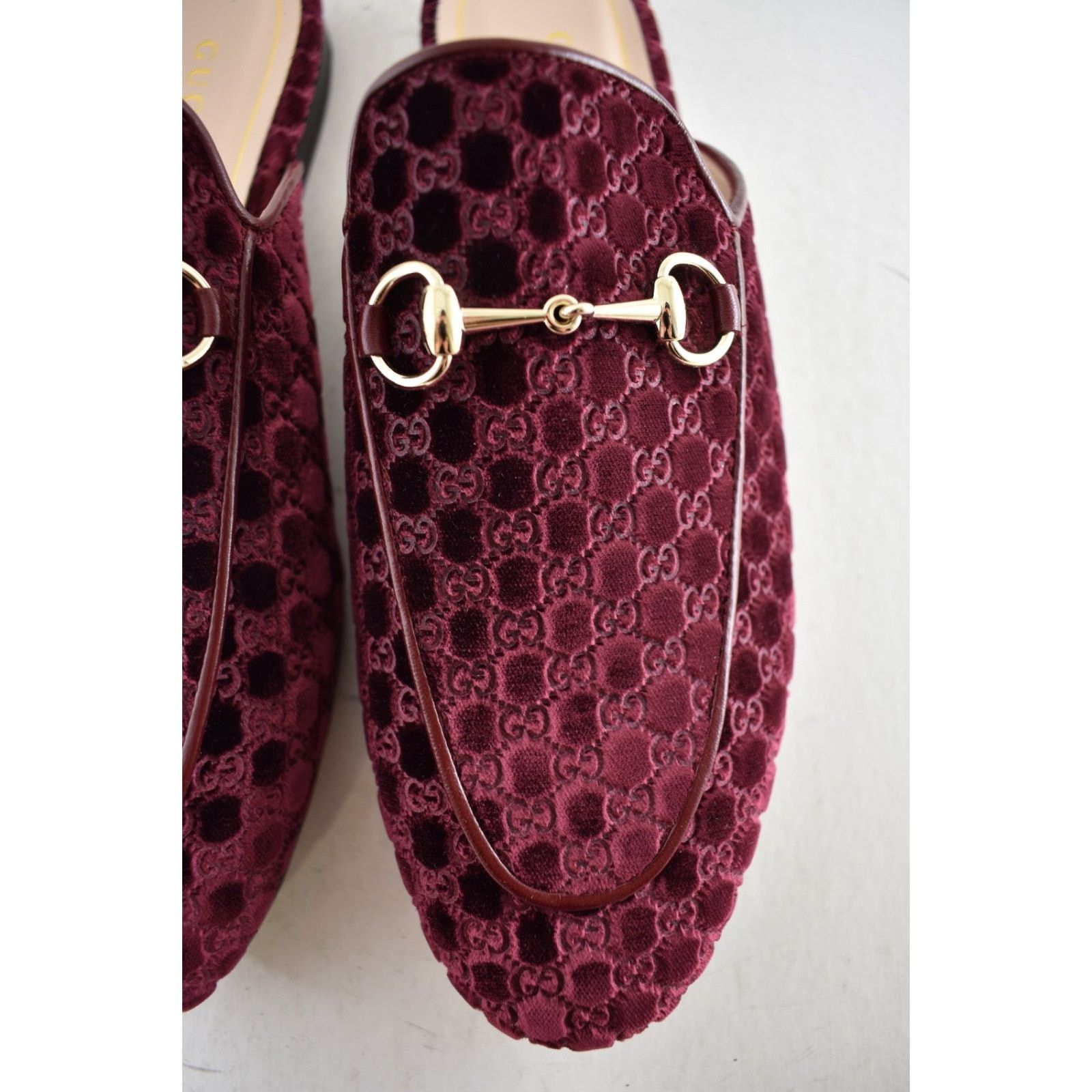 Gucci Gucci Princetown Velvet GG Logo Red Loafer Mule Flat 39.5 Size US 9.5 / IT 39.5 - 12 Thumbnail