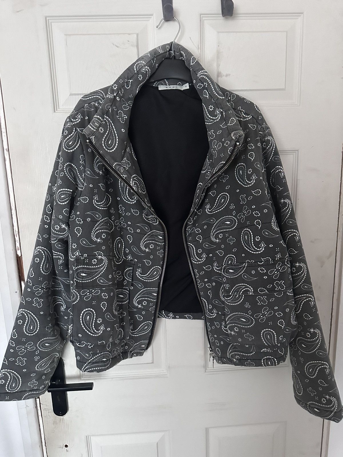 MNML Grey Paisley Cropped Jacket Size US M / EU 48-50 / 2 - 1 Thumbnail