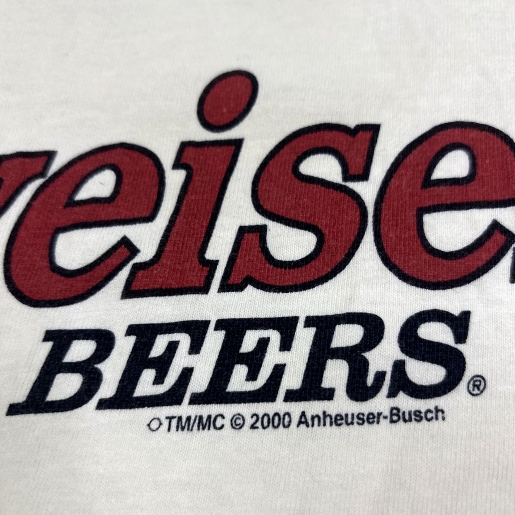 Budweiser VINTAGE Budweiser Calhoun T Shirt Men’s XL White Short Sleeve V-Neck Beer 2000 Y2K Sleeves Mens Size US XL / EU 56 / 4 - 3 Thumbnail