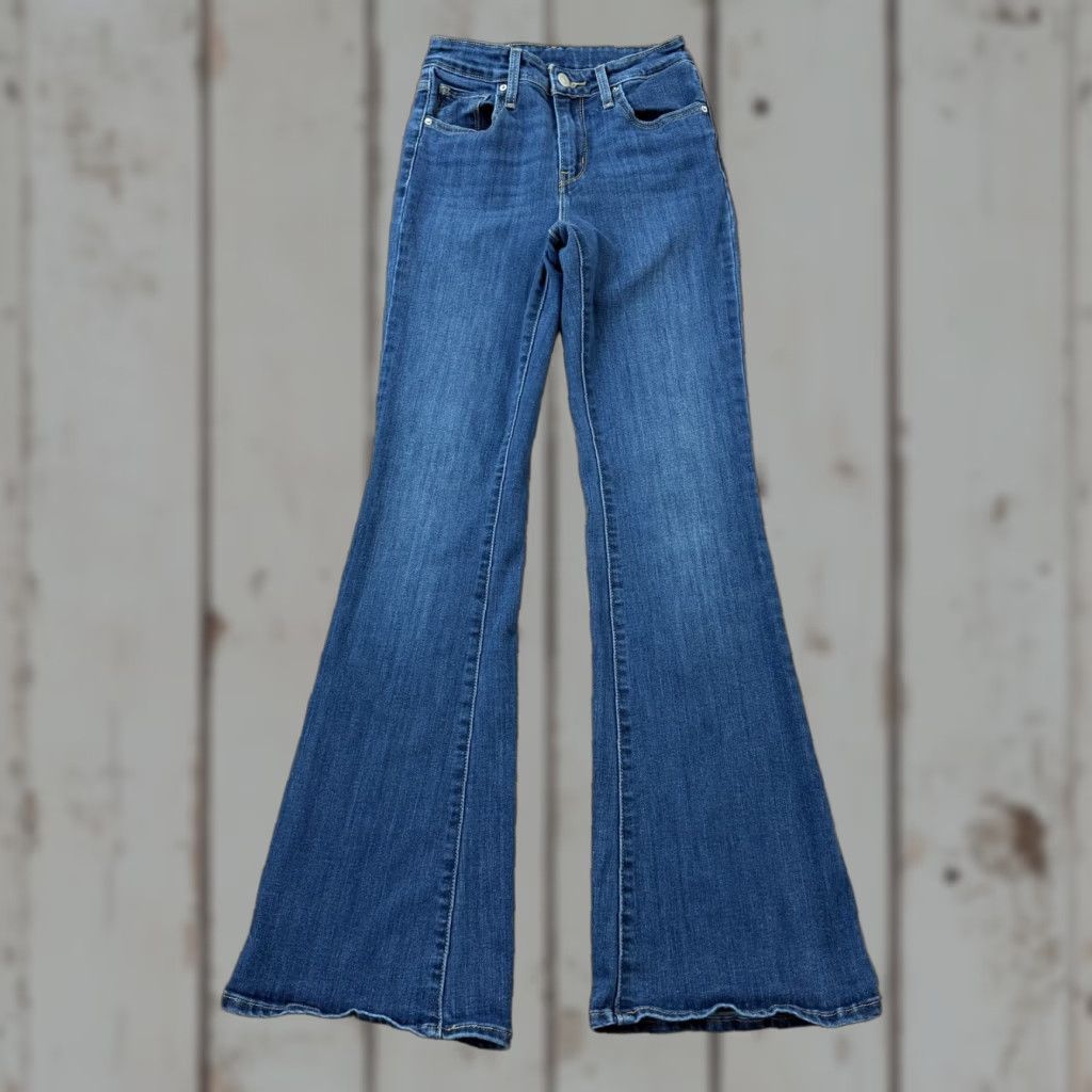 Levi's Levis Jeans Womens 25 Flare High Rise Dark Wash Stretch Denim Casual 22x30 Size 42" / US 20 - 1 Thumbnail