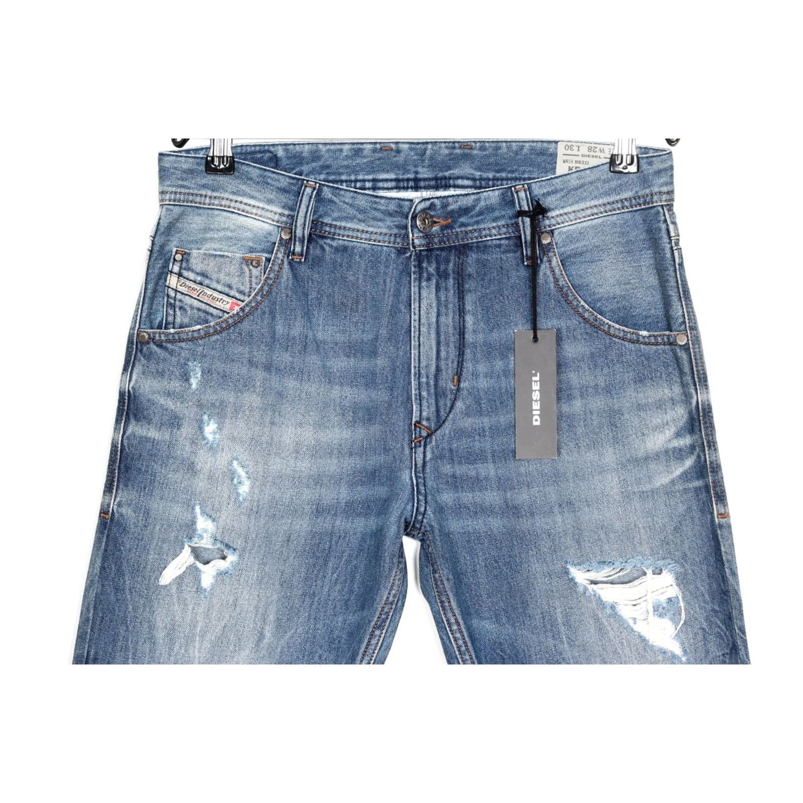Diesel DIESEL KRAYVER R831I Jeans Men Slim Carrot W28 L30 Regular Distressed 5-Pocket Denim Blue XS? Size US 28 / EU 44 - 2 Thumbnail