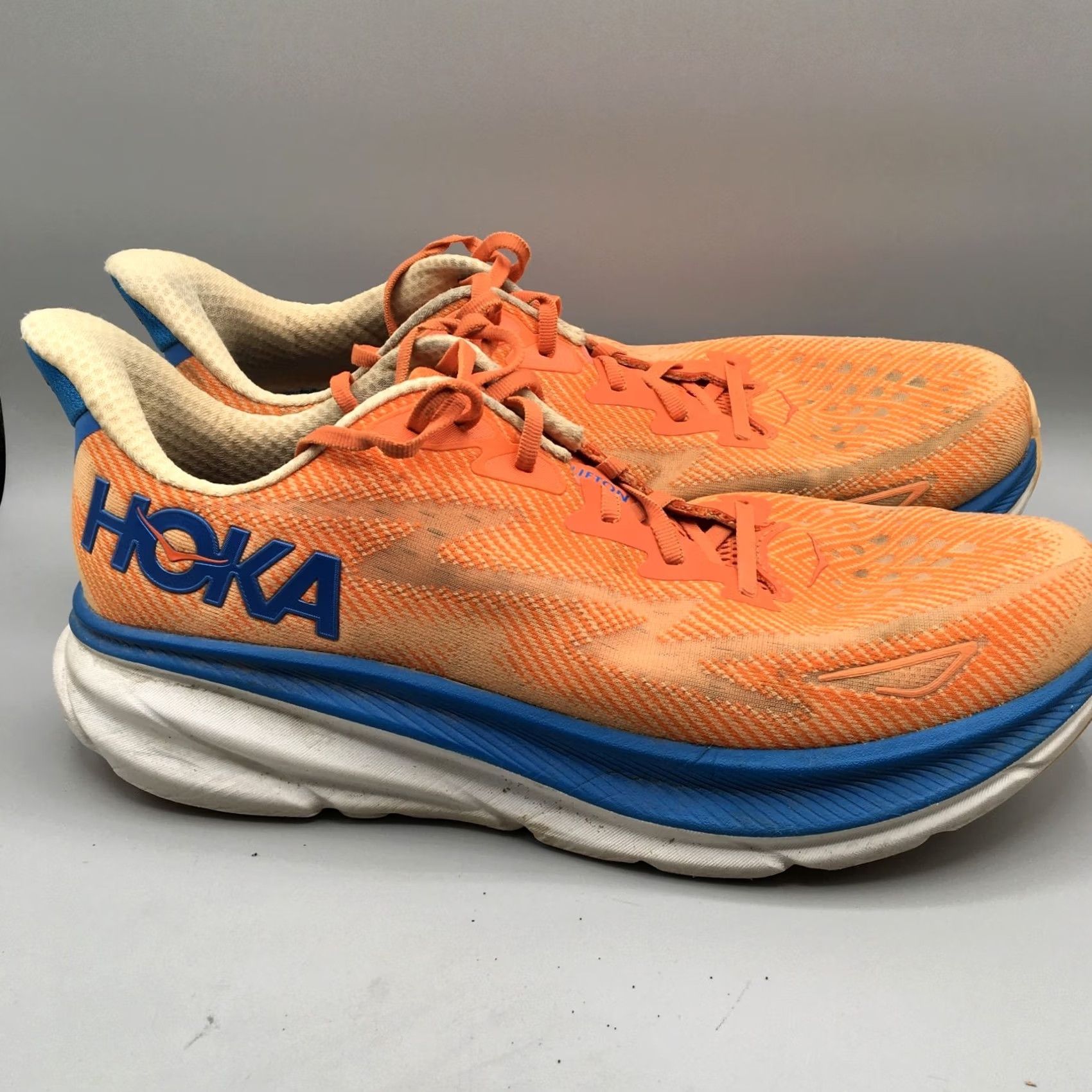 Vintage Hoka One One Clifton 9 Mens 12 Orange Comfort Run Walk Shoes Sneaker Athletic Casual Summer Fall Spring D Mens Size US 12 / EU 45 - 3 Thumbnail