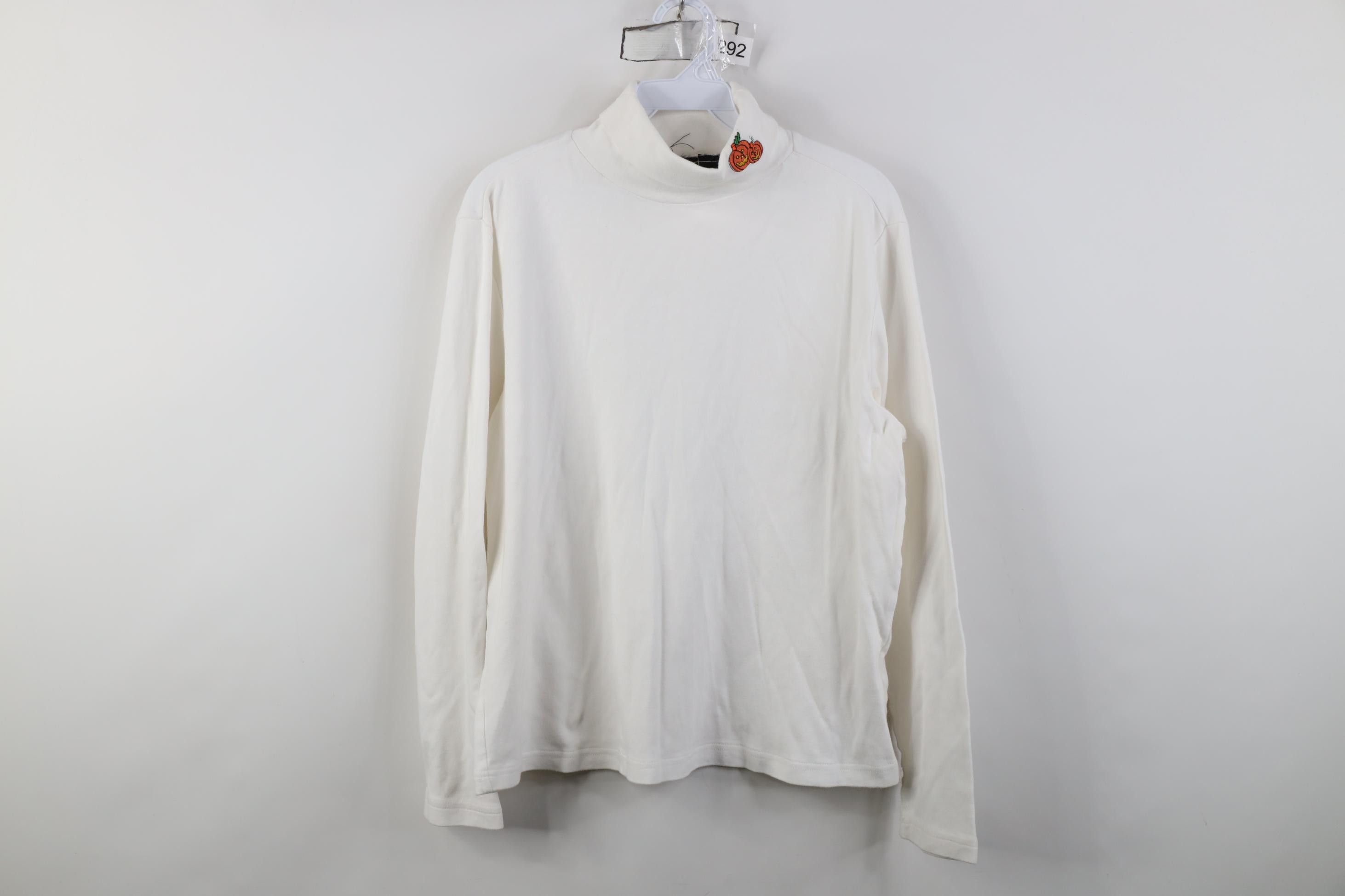 Vintage Vintage 90s Streetwear Pumpkin Turtleneck T-Shirt White Size M / US 6-8 / IT 42-44 - 1 Thumbnail
