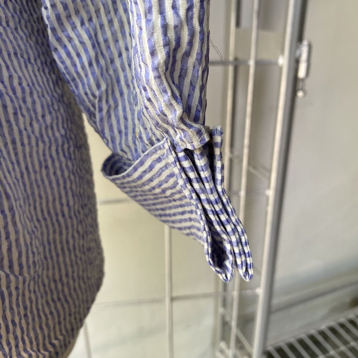 Celine CELINE Blue & White Striped Textured Blazer Shirt Size M / US 6-8 / IT 42-44 - 11 Thumbnail