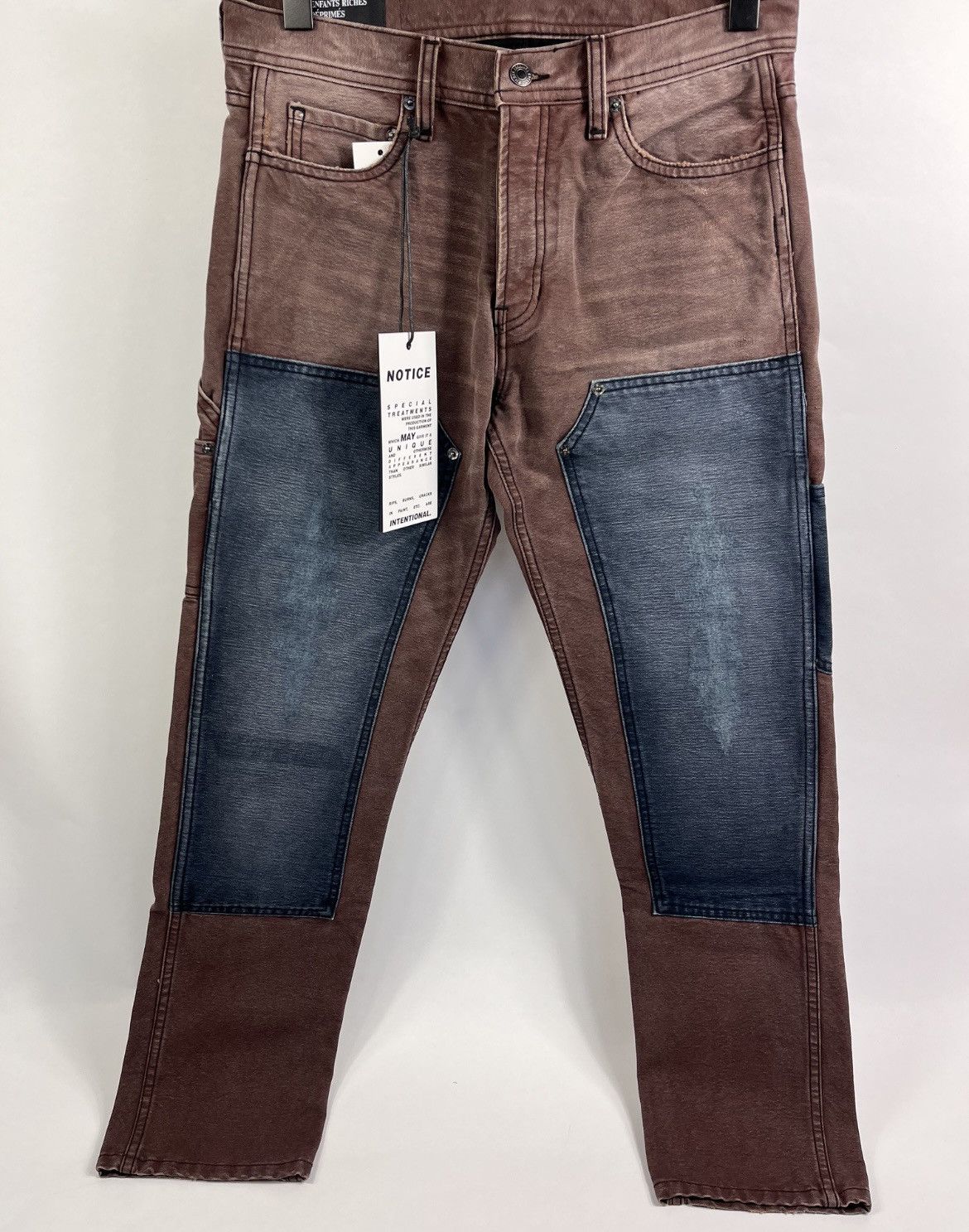 image of Enfants Riches Deprimes Panelled Denim Jeans in Brown, Men's (Size 30)