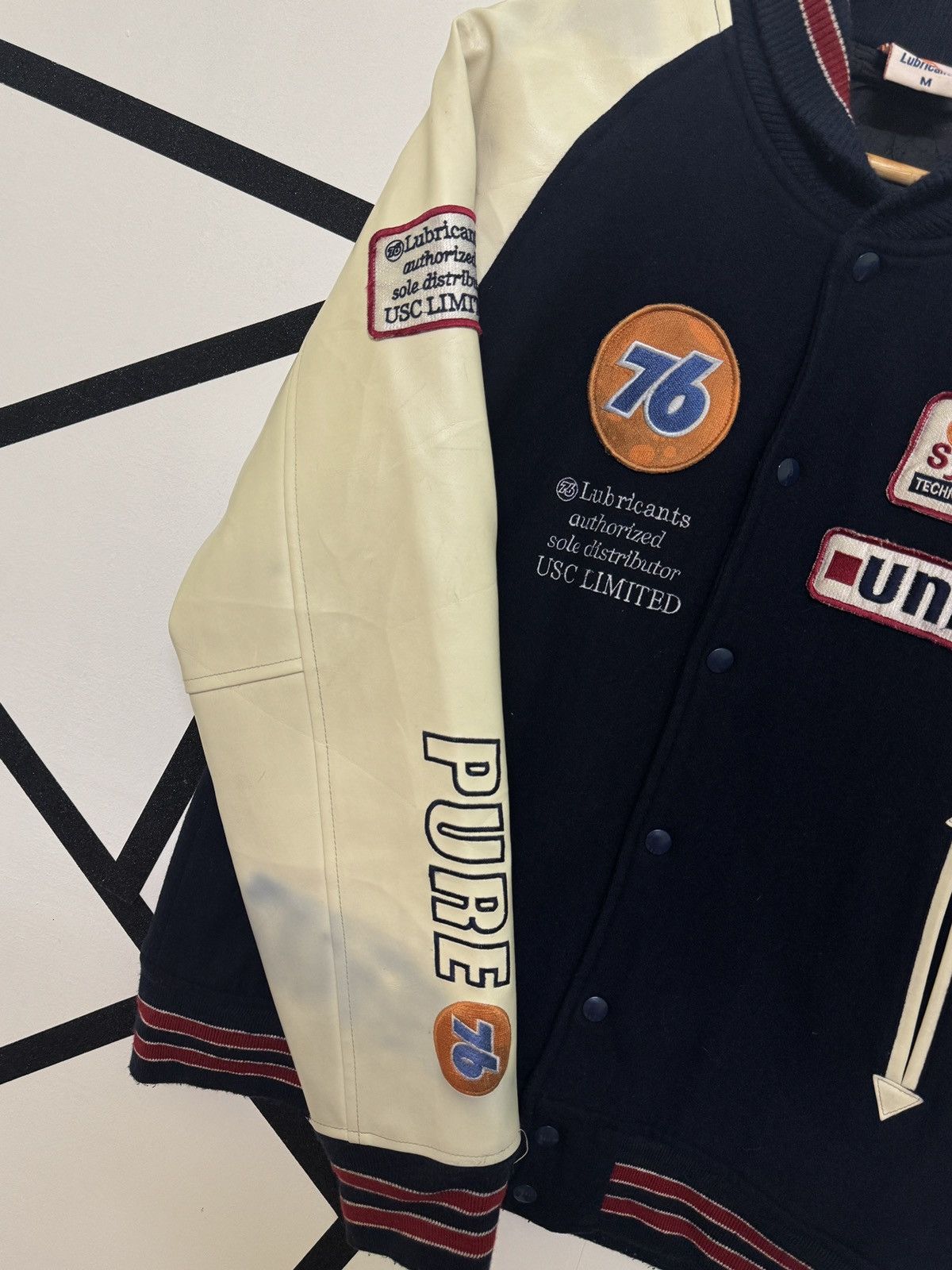 Japanese Brand Vintage 76 Lubricant Sistem Varsity Patches Leather Jackets Size US M / EU 48-50 / 2 - 10 Thumbnail
