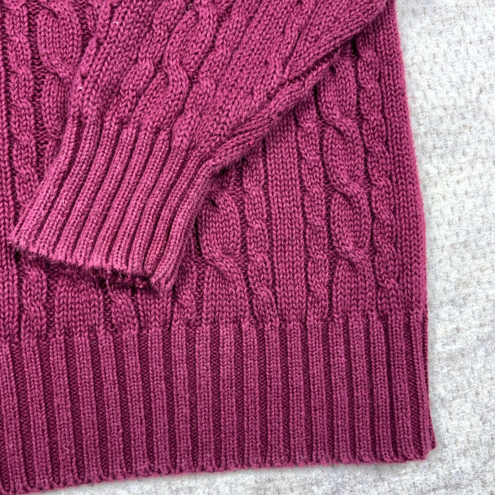 Vintage VINTAGE Grandpa Sweater Men Medium Maroon Cable Knit 90s Deep V Neck Cricket Mens Size US M / EU 48-50 / 2 - 5 Thumbnail