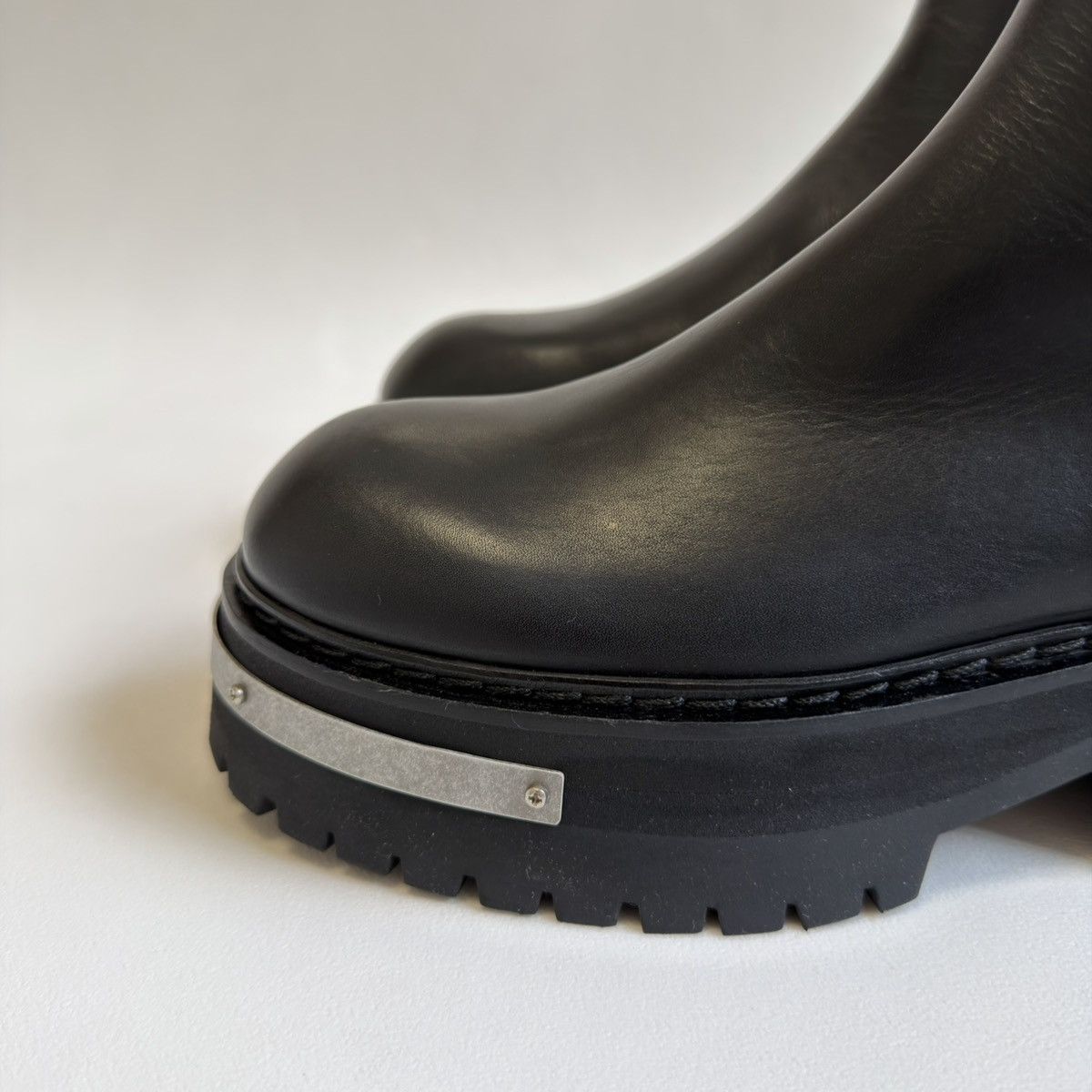 Ann Demeulemeester Metal Plaque Detail Black ‘Tucson’ Combat Boots Size US 6 / IT 36 - 3 Thumbnail