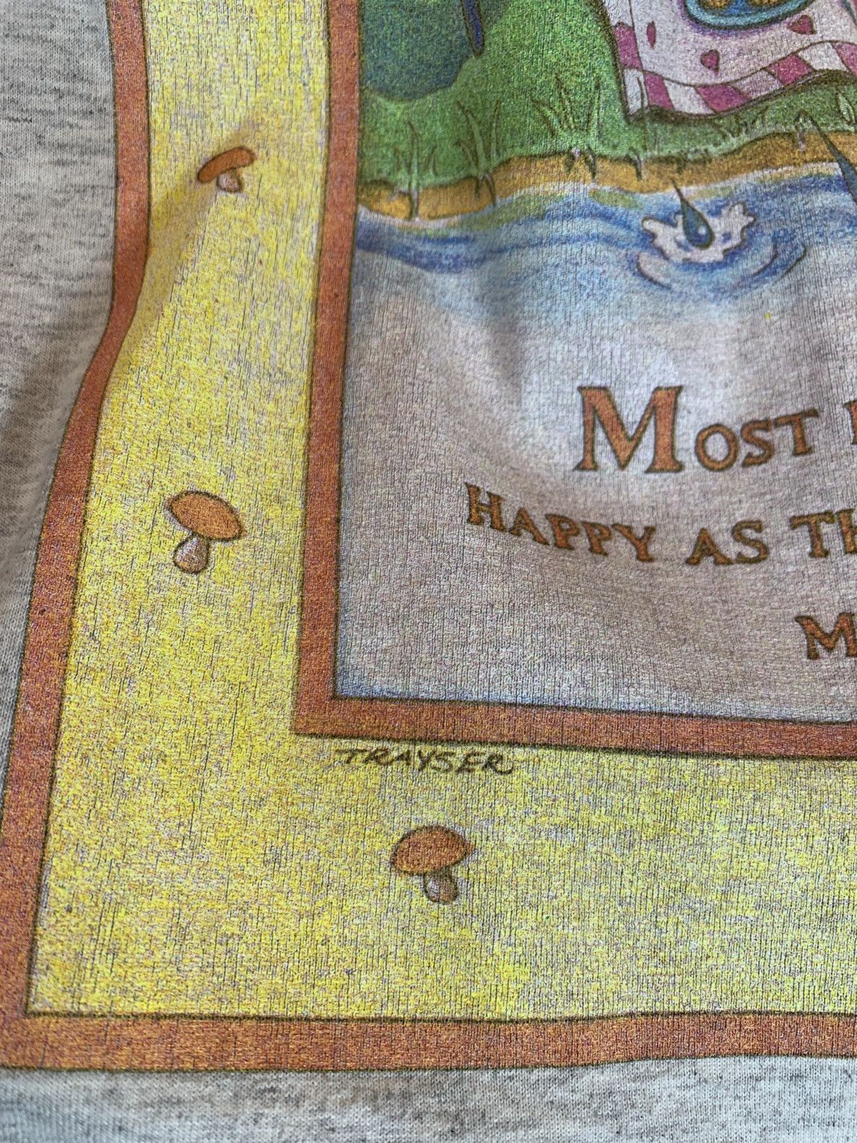 Vintage *RARE* Vintage Mice Mushroom Picnic Laura Trayser Art Shirt Size US XL / EU 56 / 4 - 3 Thumbnail