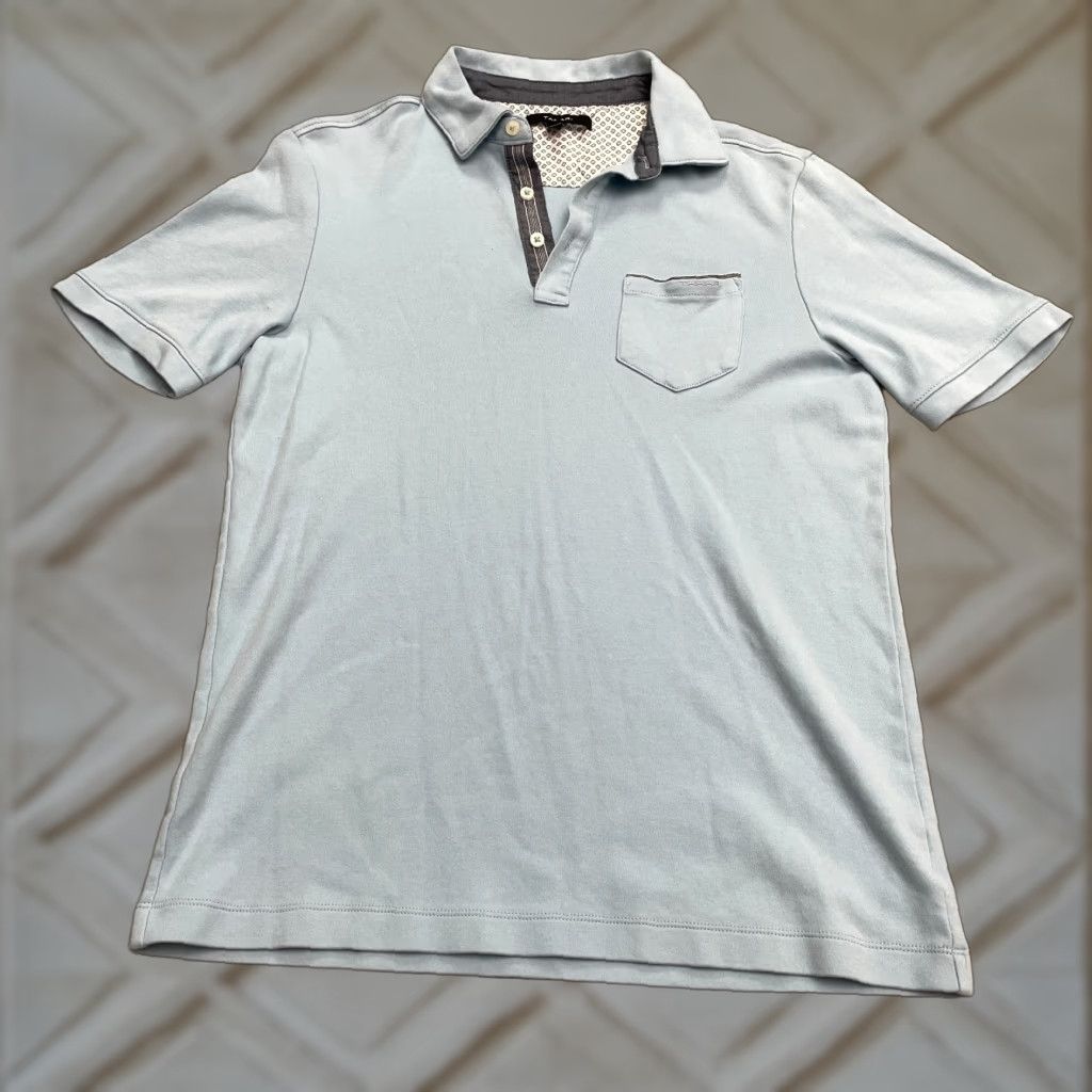Vintage Tahari Polo Shirt Mens Medium Light Blue Pique 100% Cotton Short Sleeve Pocket Classic Golf Dress Shirt Mens M Blue Size US M / EU 48-50 / 2 - 1 Thumbnail