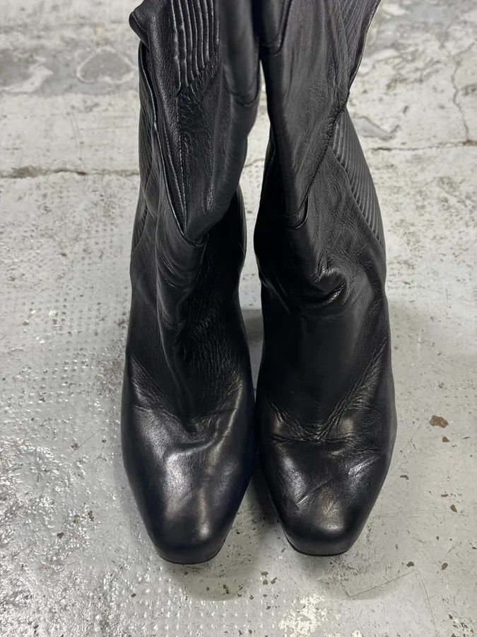 Premiata Premiata Black Geometrical High Heels Leather Boots Size US 6 / IT 36 - 7 Thumbnail