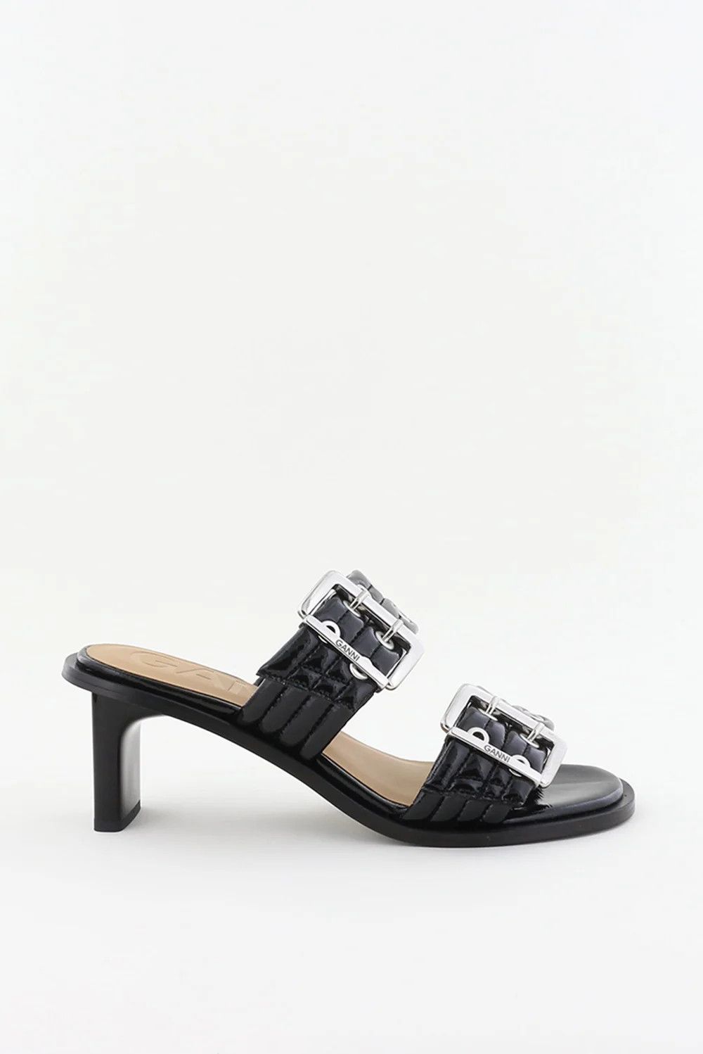 Ganni o1s22i1n1024 Patent Buckle Mules in Black Size US 6 / IT 36 - 1 Thumbnail