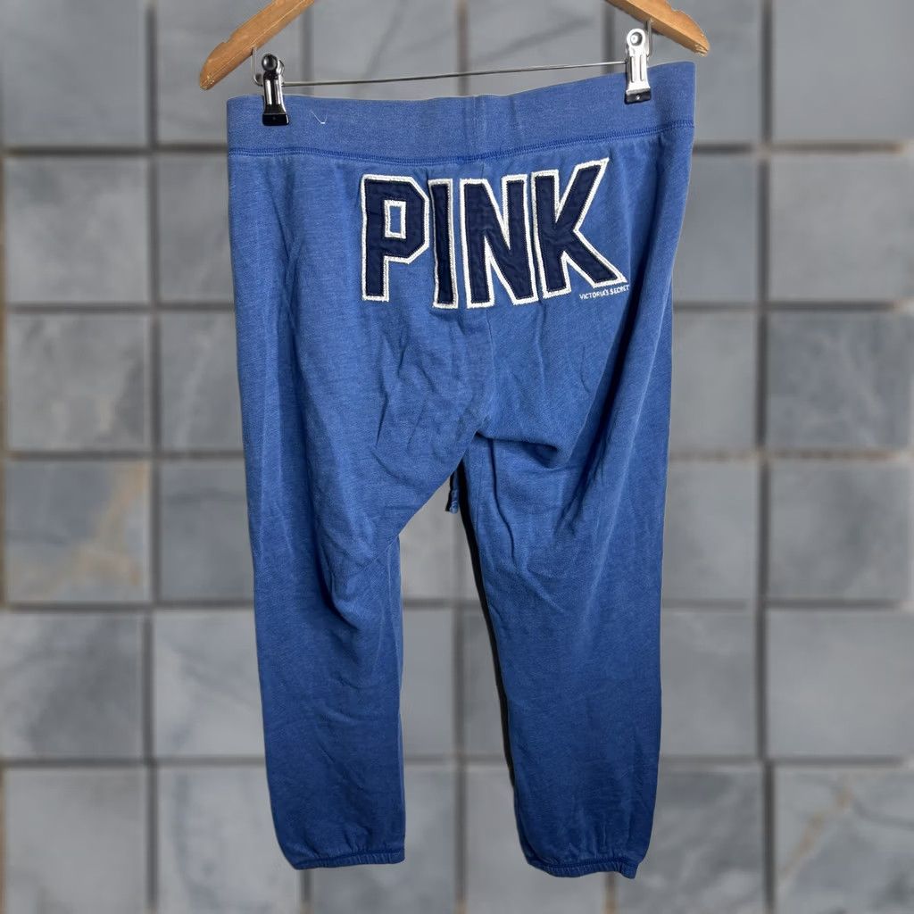 Pinko PINK Victoria's Secret Sweatpants Womens Small Blue Capri Joggers Logo Applique Size 26" / US 2 / IT 38 - 1 Thumbnail