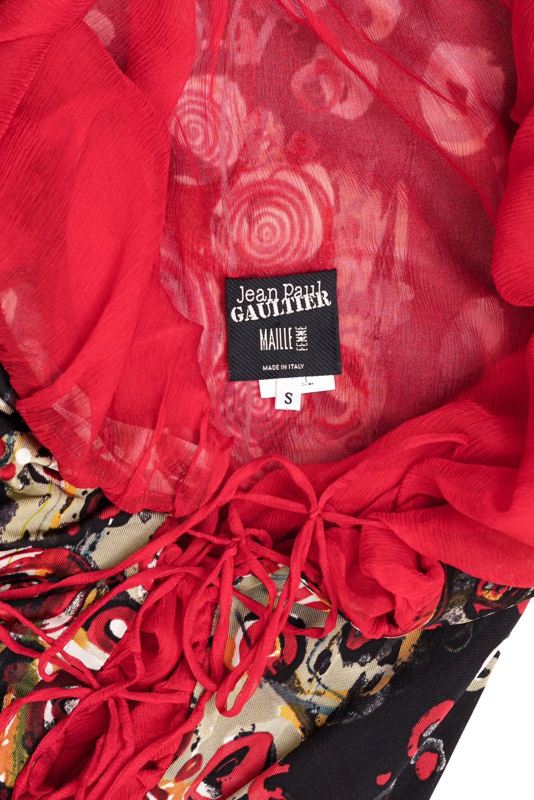 Jean Paul Gaultier Jean Paul Gaultier Plunging Red Patterned Tie Bodycon Dress Size S / US 4 / IT 40 - 7 Thumbnail