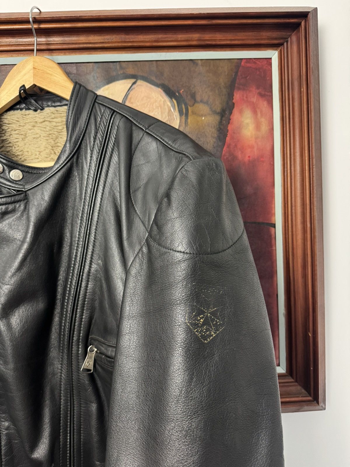 Vintage Vintage 90s Cropped Boxy Leather Racing Jacket Avant Garde Size US L / EU 52-54 / 3 - 3 Thumbnail