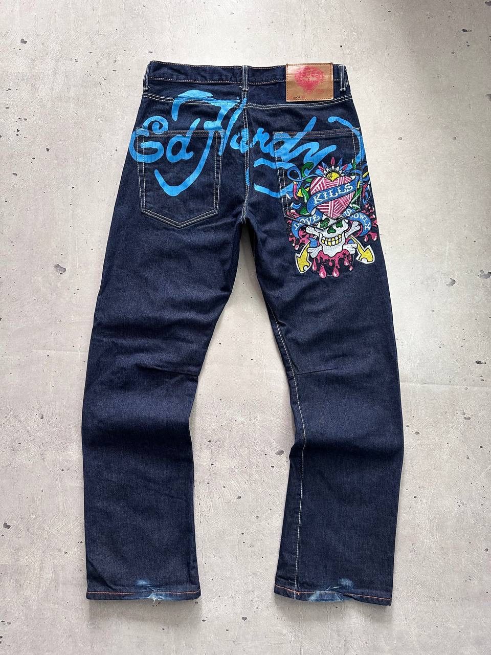 Ed Hardy x Christian Audigier Jeans 34x32 Skull Y2K Vintage