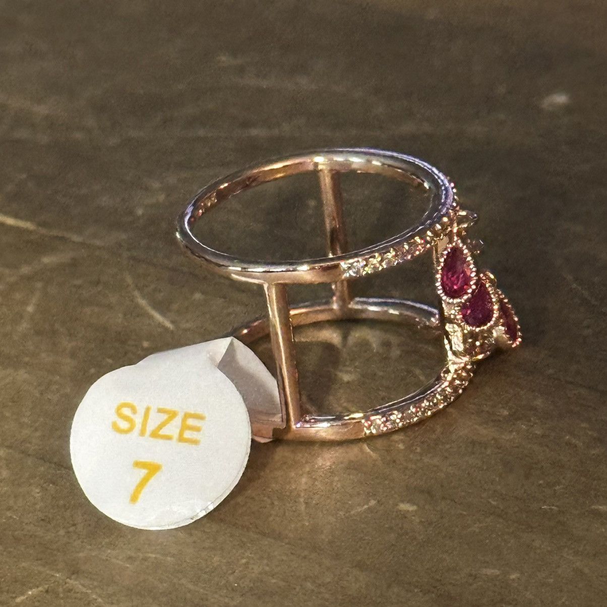 Bomb Party Bomb Party rose gold pink crystal dangles open ring Size ONE SIZE - 5 Thumbnail
