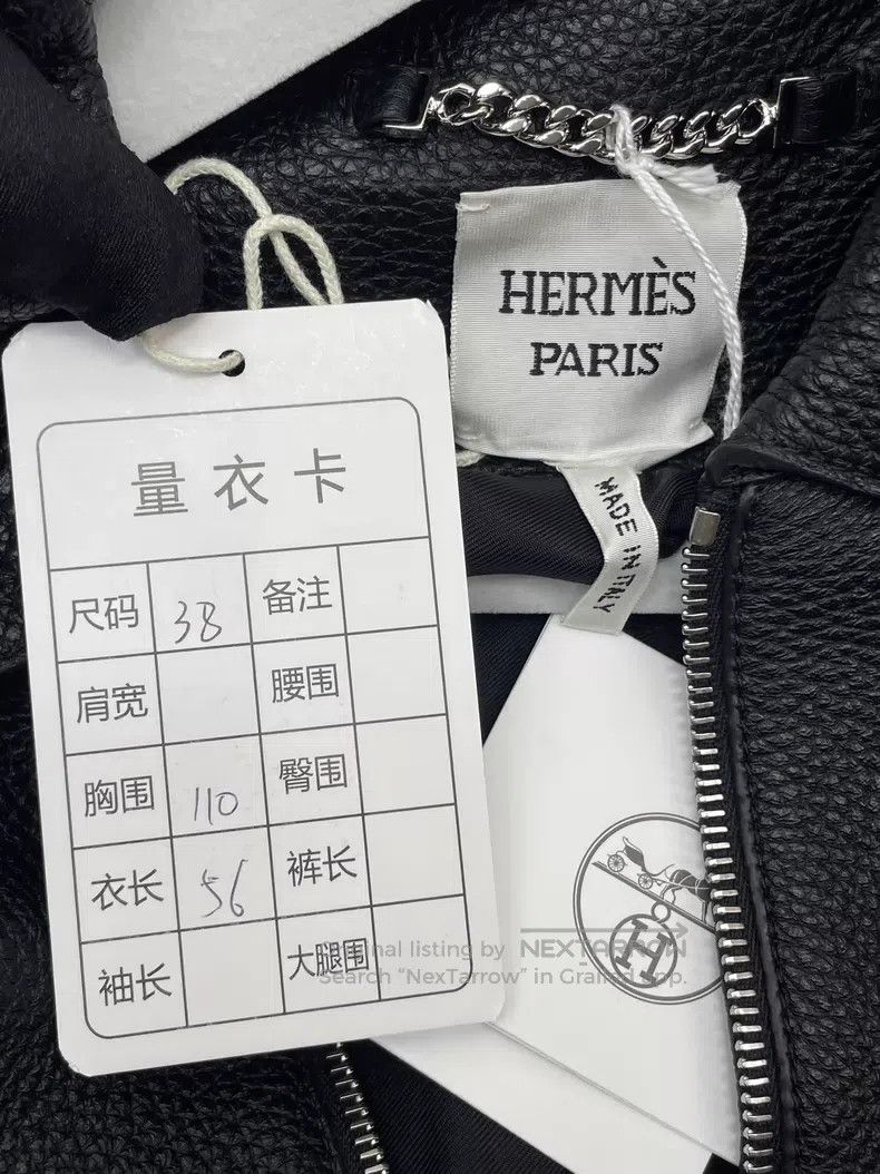 Hermes Hermes Black pebble leather collar zipper leather jacket. Size XS / US 0-2 / IT 36-38 - 7 Thumbnail