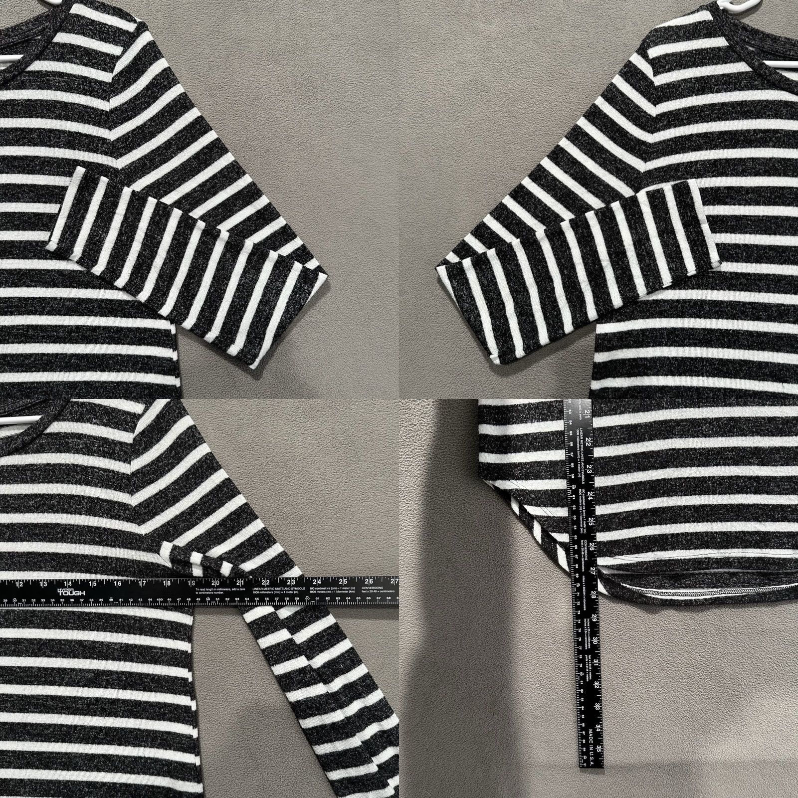 Old Navy Old Navy Shirt Womens M Black White Striped Relaxed Plush-Knit Tee Rayon Blend Size M / US 6-8 / IT 42-44 - 8 Thumbnail