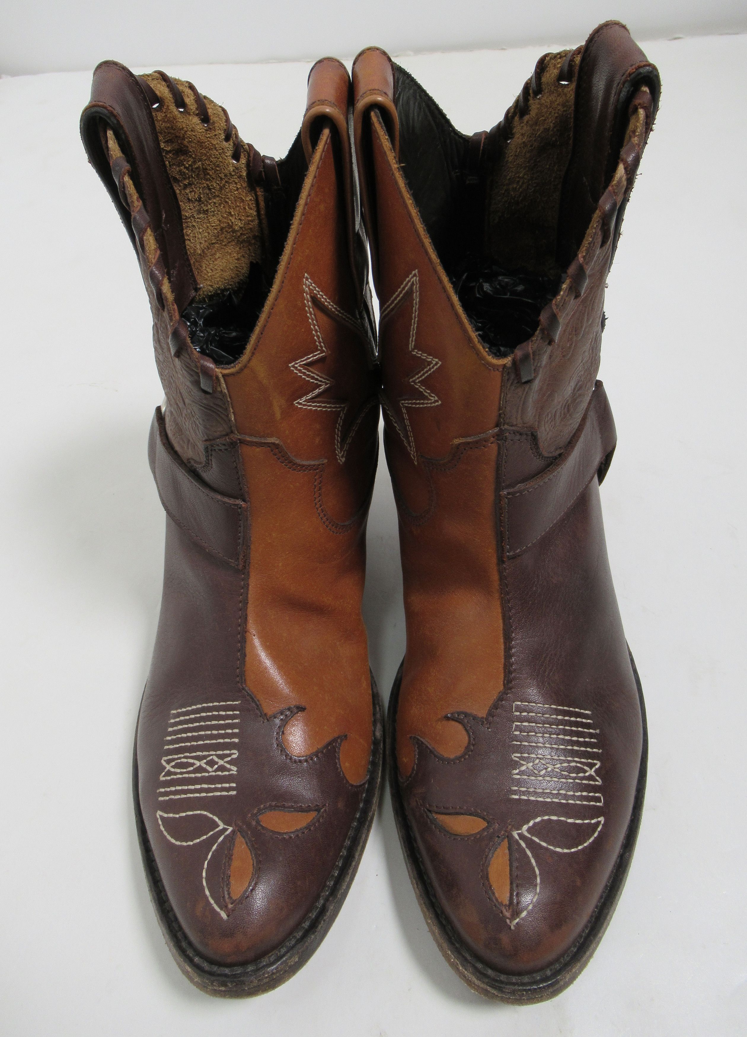 Golden Goose Leather Cowboy Ankle Boots Brown 8 US