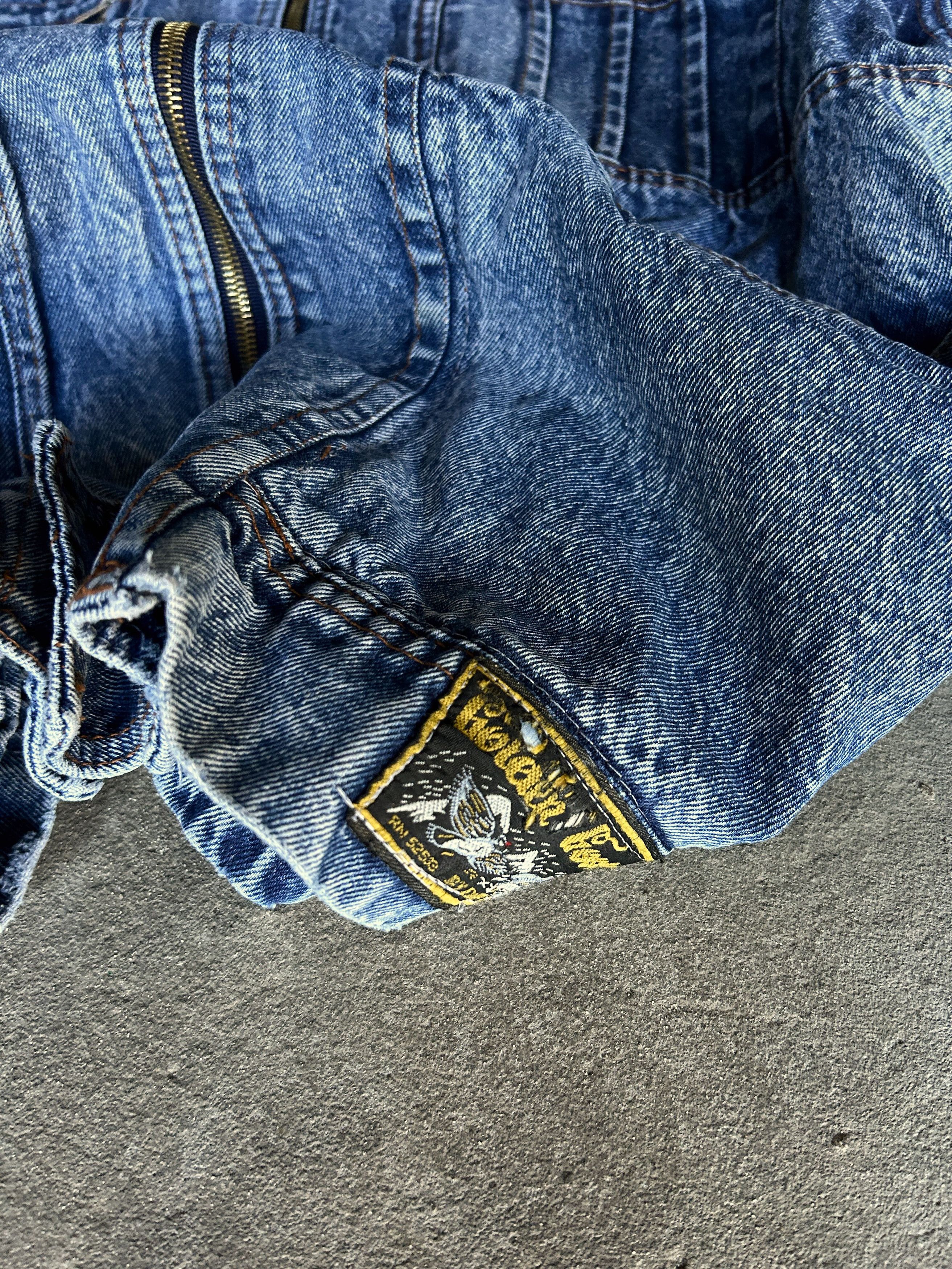 Vintage Vintage Acid Wash Denim Jacket Cropped Biker Moto Y2K Blue Size US L / EU 52-54 / 3 - 5 Thumbnail