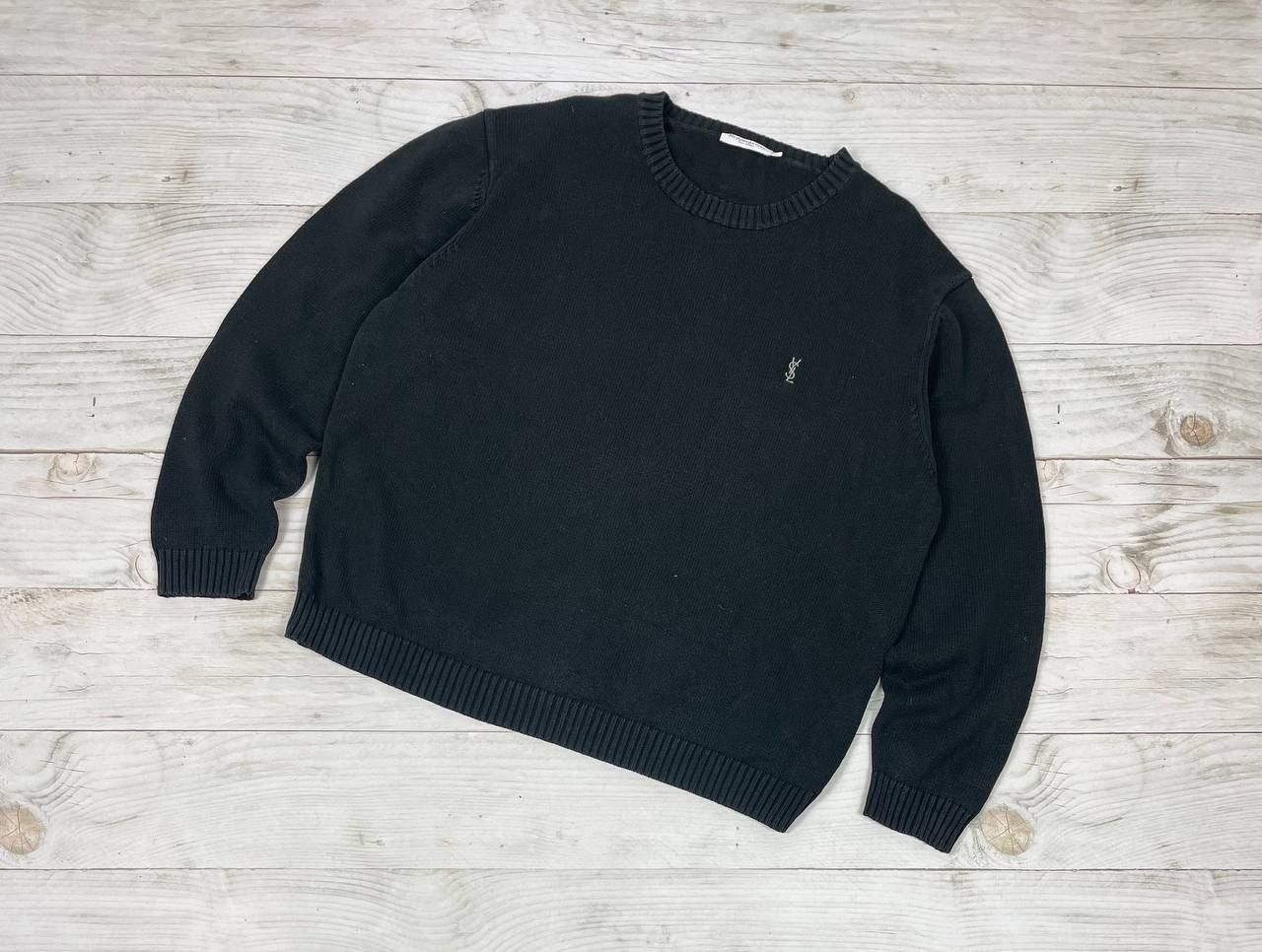 image of Vintage YVES Saint Laurent Knit Sweater YSL Logo 90's in Black, Men's (Size XL)