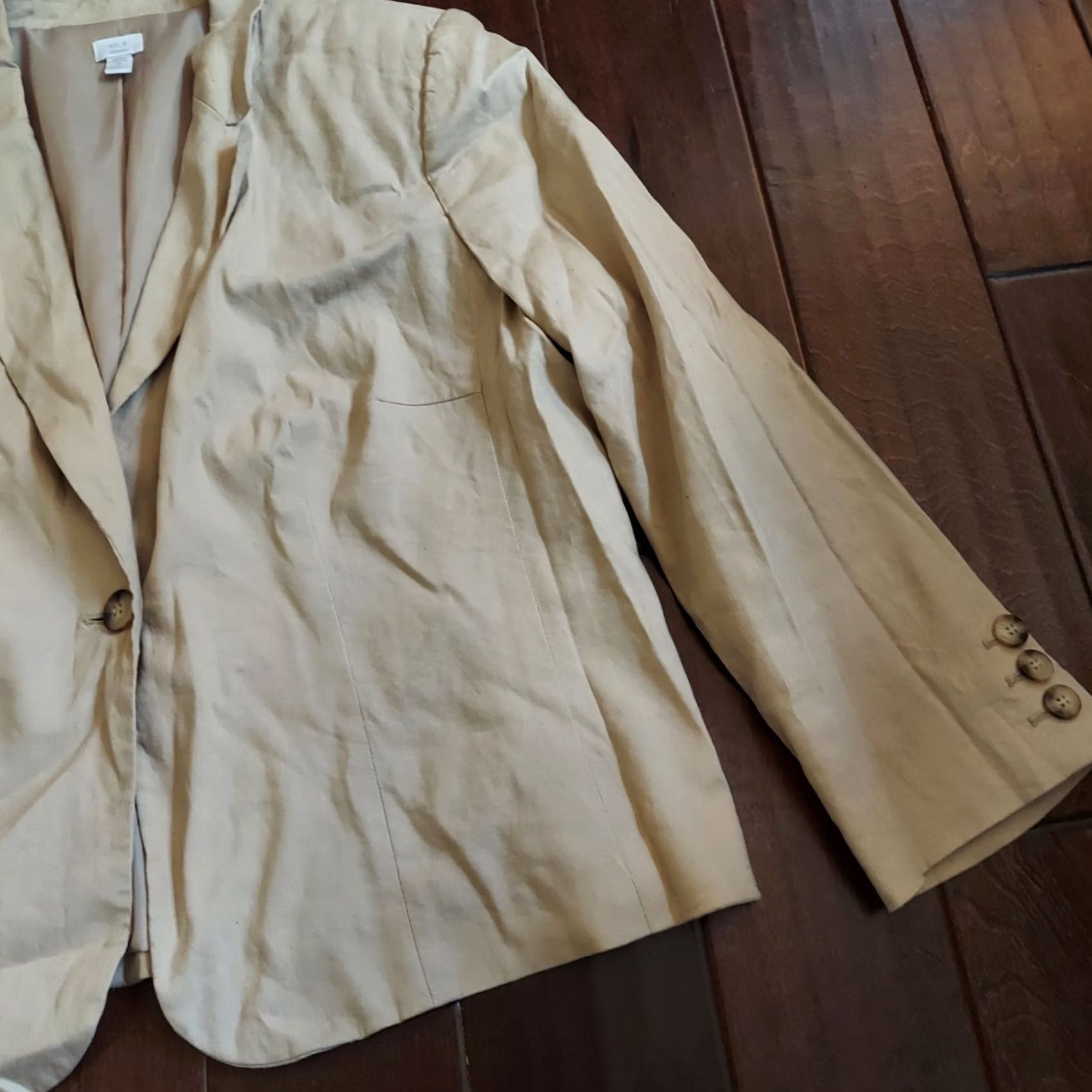 Apt. 9 Apt. 9 Blazer Shirt Floral Beige Linen Blend Stretch Long Sleeve 18 Women Womens 18 Blazer Size XXL / US 16-18 / IT 52-54 - 5 Thumbnail