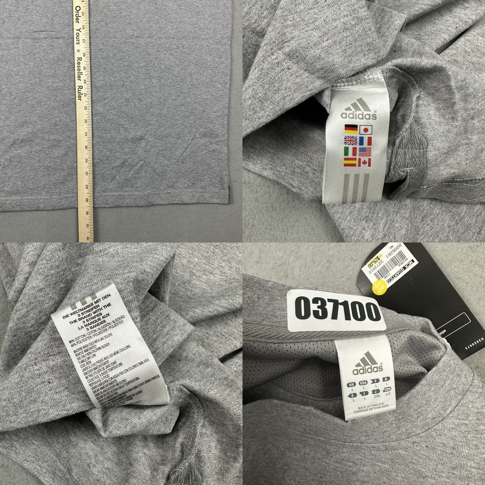 Adidas Adidas Men Large Grey Heather 3-Stripe Sleeve Linear Top Y2K Deadstock Shirt L Size US L / EU 52-54 / 3 - 8 Thumbnail