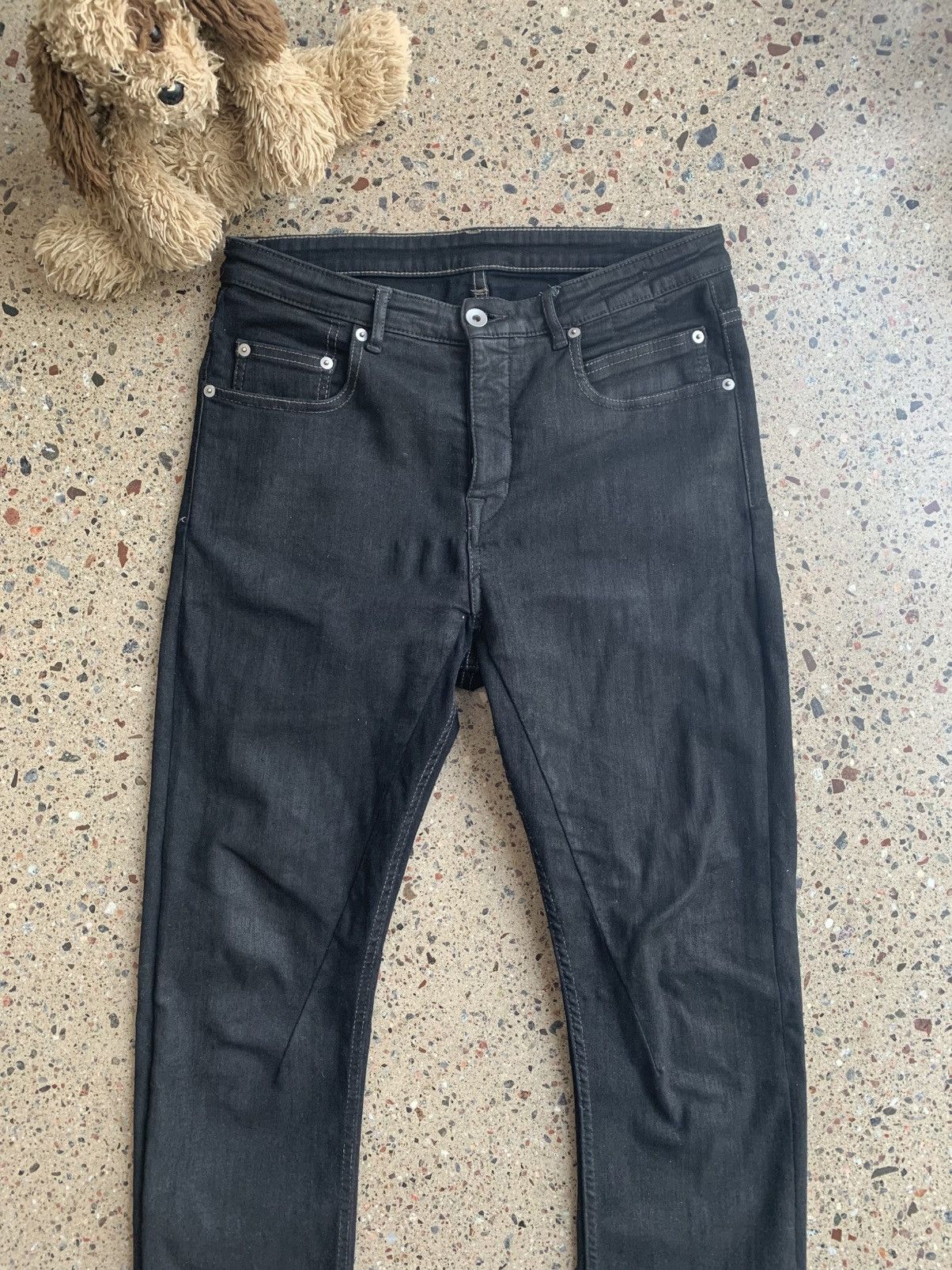 Rick Owens Drkshdw Rick Owen DRKSHDW Black Waxed Detroit Cuts Size US 28 / EU 44 - 2 Thumbnail