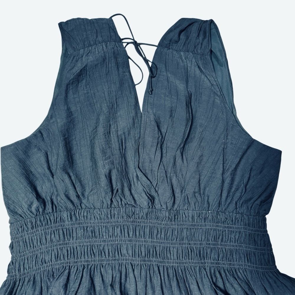Elie Tahari NWT New $118 Tahari Smocked Waist Crinkle Maxi Navy Dress S Size XXL / US 16-18 / IT 52-54 - 4 Thumbnail