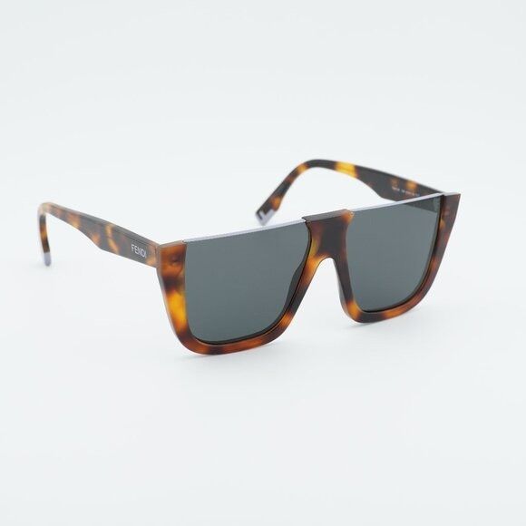 Fendi Fendi FE40136I 53A Sunglasses Havana Shield Frame, Grey Lens Size ONE SIZE - 9 Thumbnail