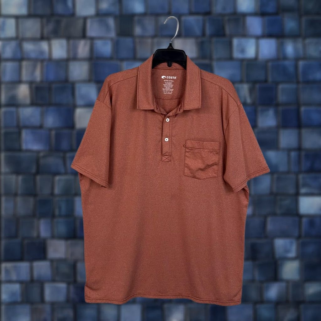 Vintage Costa Polo Shirt Mens 2XL Orange Pocket Fishing Golf Performance Tech Stretch Size US XXL / EU 58 / 5 - 1 Thumbnail