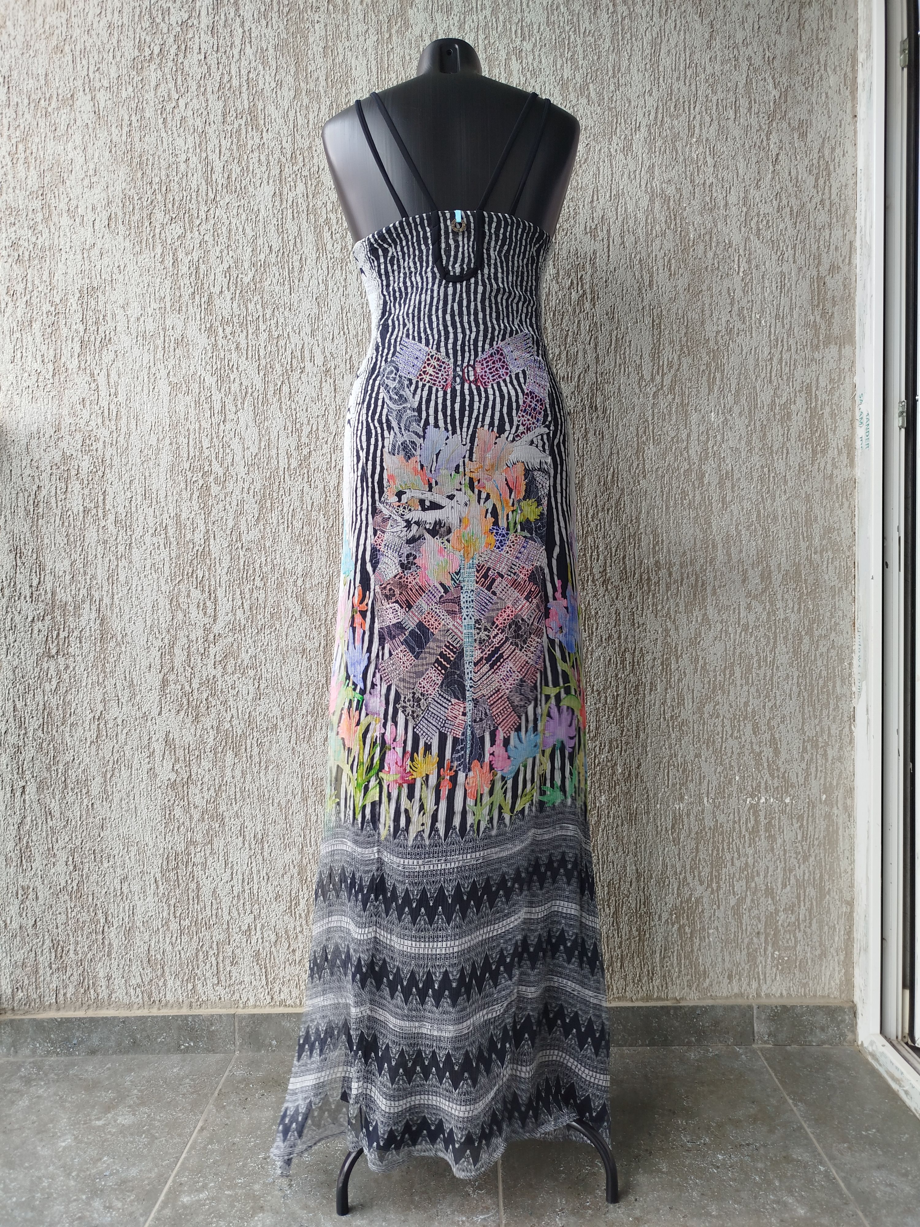 Jean Paul Gaultier Save The Queen Maxi Dress Graphic Floral Chiffon Silk Lined Size M / US 6-8 / IT 42-44 - 5 Thumbnail
