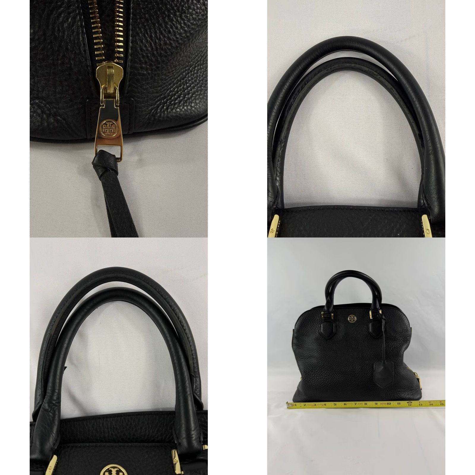 Tory Burch Tory Burch Tote Black Pebbled Leather Satchel Bag Gold Hardware Zip Women Size ONE SIZE - 8 Thumbnail