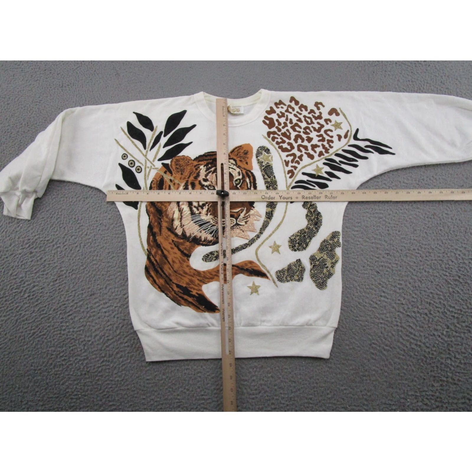 Vintage VINTAGE Just The Three Of Us Sweatshirt Womens L 90s Tiger Glitter Brown Cotton Polyester Long Sleeve Pullover Casual Streetwear 80s 90s Size L / US 10 / IT 46 - 6 Thumbnail