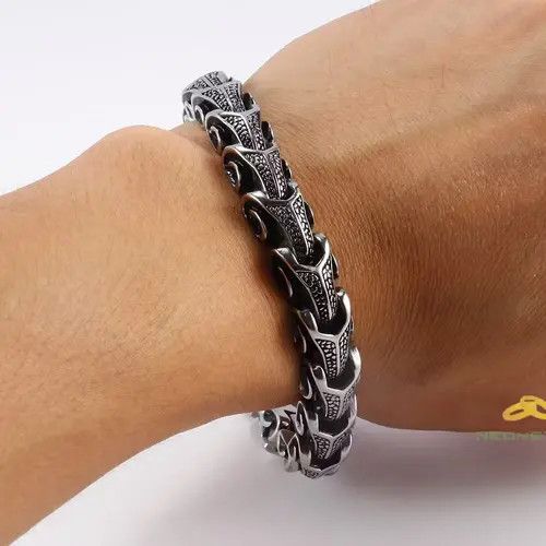 Jewelry 21cm 316L Retro Stainless Steel Bracelet Size ONE SIZE - 1 Thumbnail
