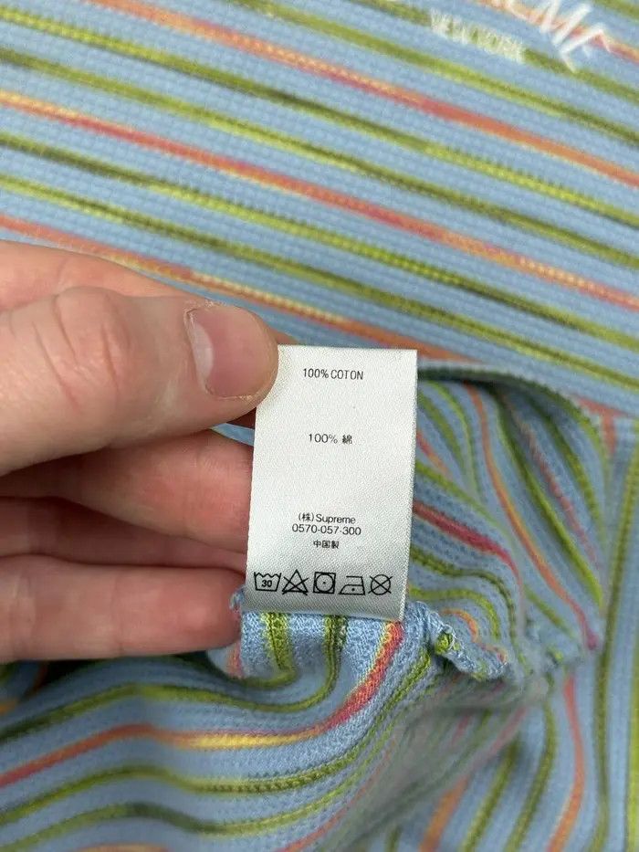 Supreme Supreme Stripe Thermal Top Short Sleeve T-Shirt Men M BLue Size US M / EU 48-50 / 2 - 6 Thumbnail