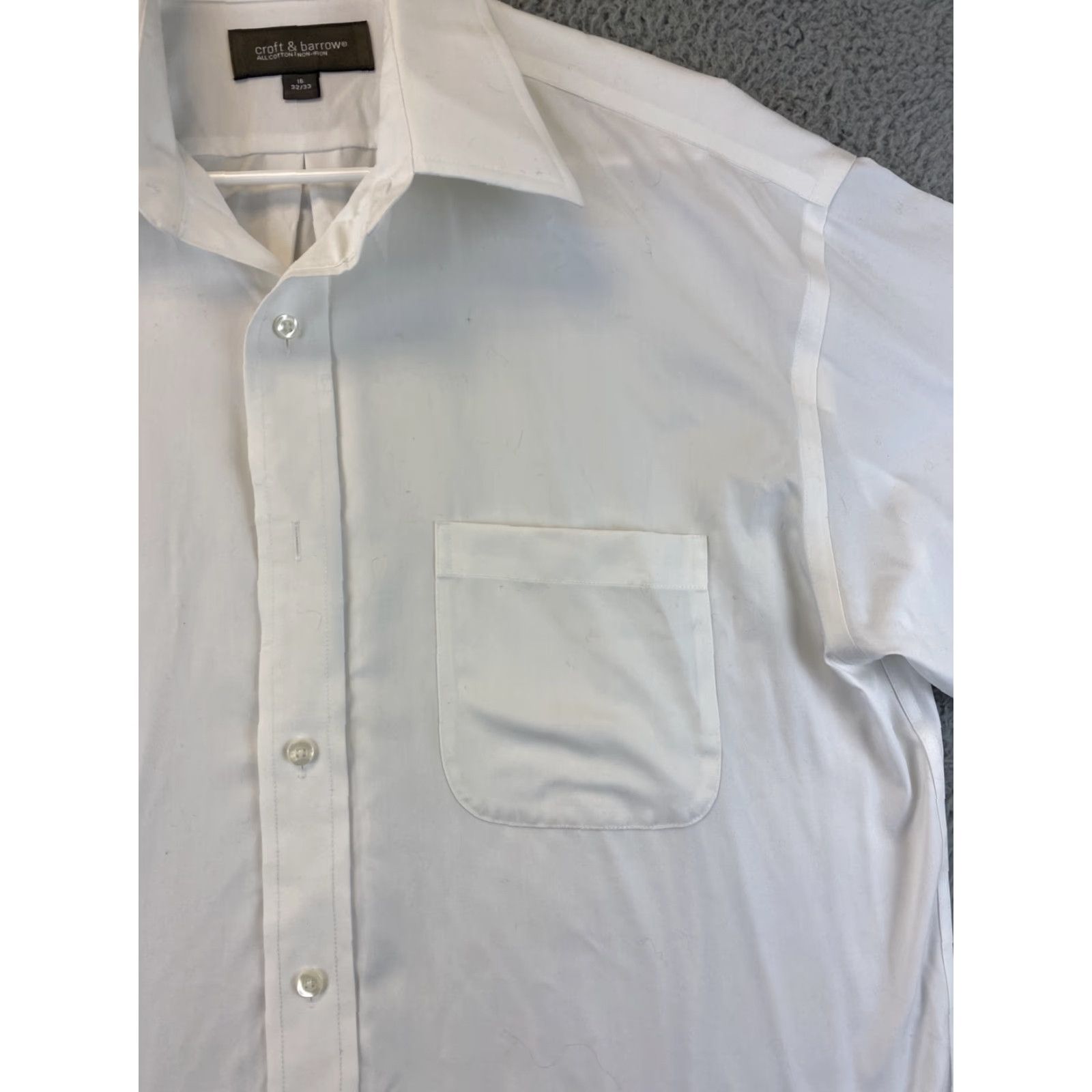 Croft & Barrow Croft & Barrow Dress Shirt Men 16 White Long Sleeve Button-Down 32/33 Size 42R - 2 Thumbnail