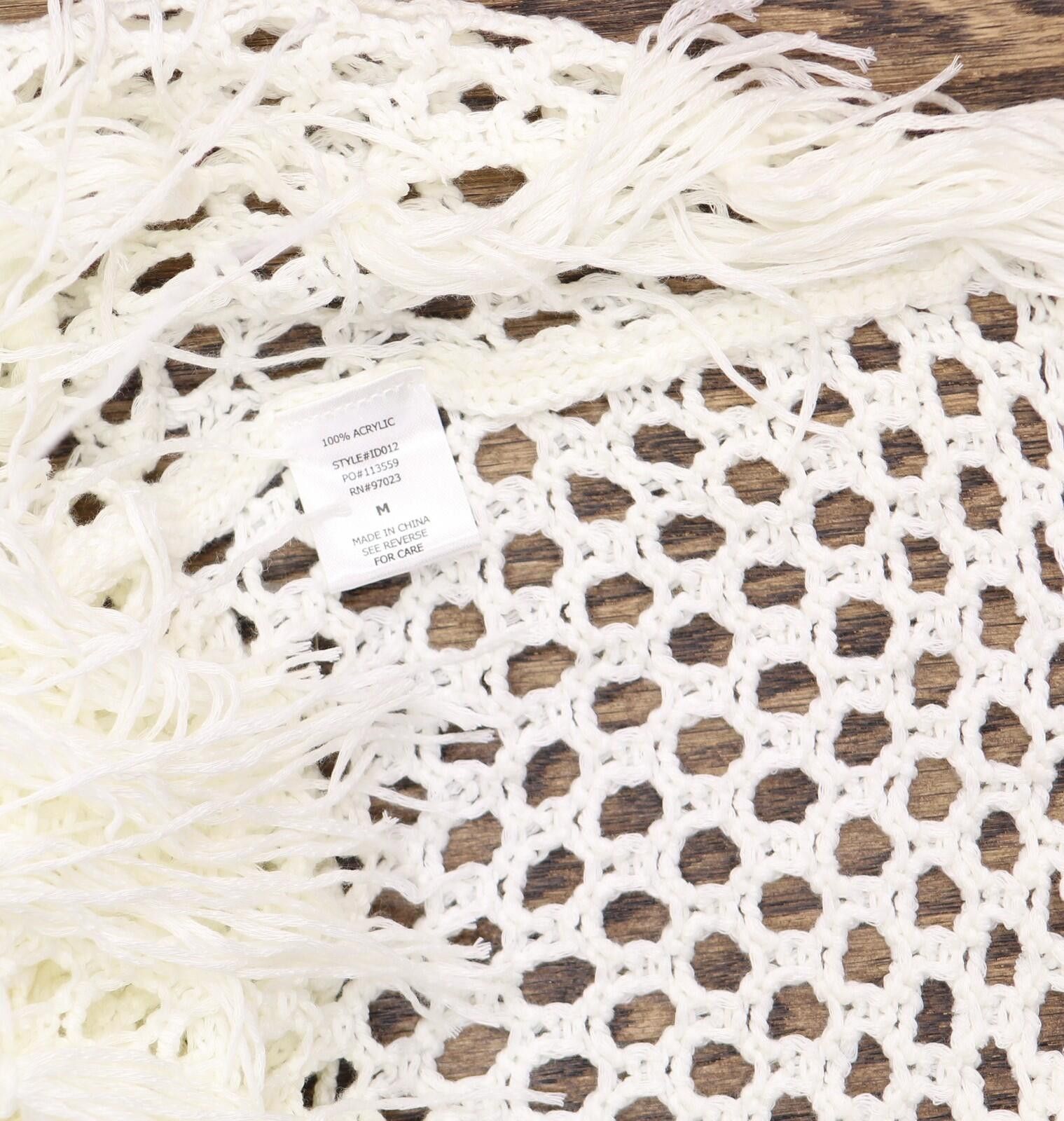 Other Miken Mesh Fringe-hem Tank Cover Up Id012 Ivory Off White M Size ONE SIZE - 5 Thumbnail