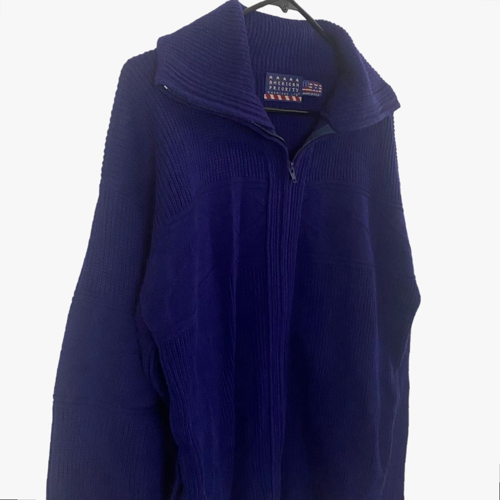 Vintage VINTAGE American Priority Full Zip Sweater Men M Blue Knit Collared Size US M / EU 48-50 / 2 - 4 Thumbnail