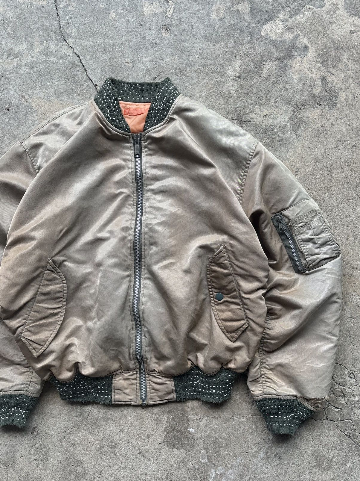 Other Distressed!! Sashiko MA-1 Bomber Flight Jacket 1 of 1 Size US XL / EU 56 / 4 - 4 Thumbnail