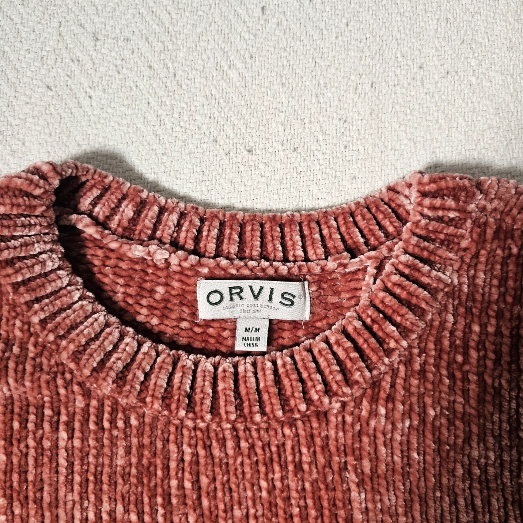 Orvis Orvis Women's Mauve Dusty Pink Crew Neck Long Sleeve Chenille Sweater M - 100% Polyester Knit Pullover Size M / US 6-8 / IT 42-44 - 6 Thumbnail